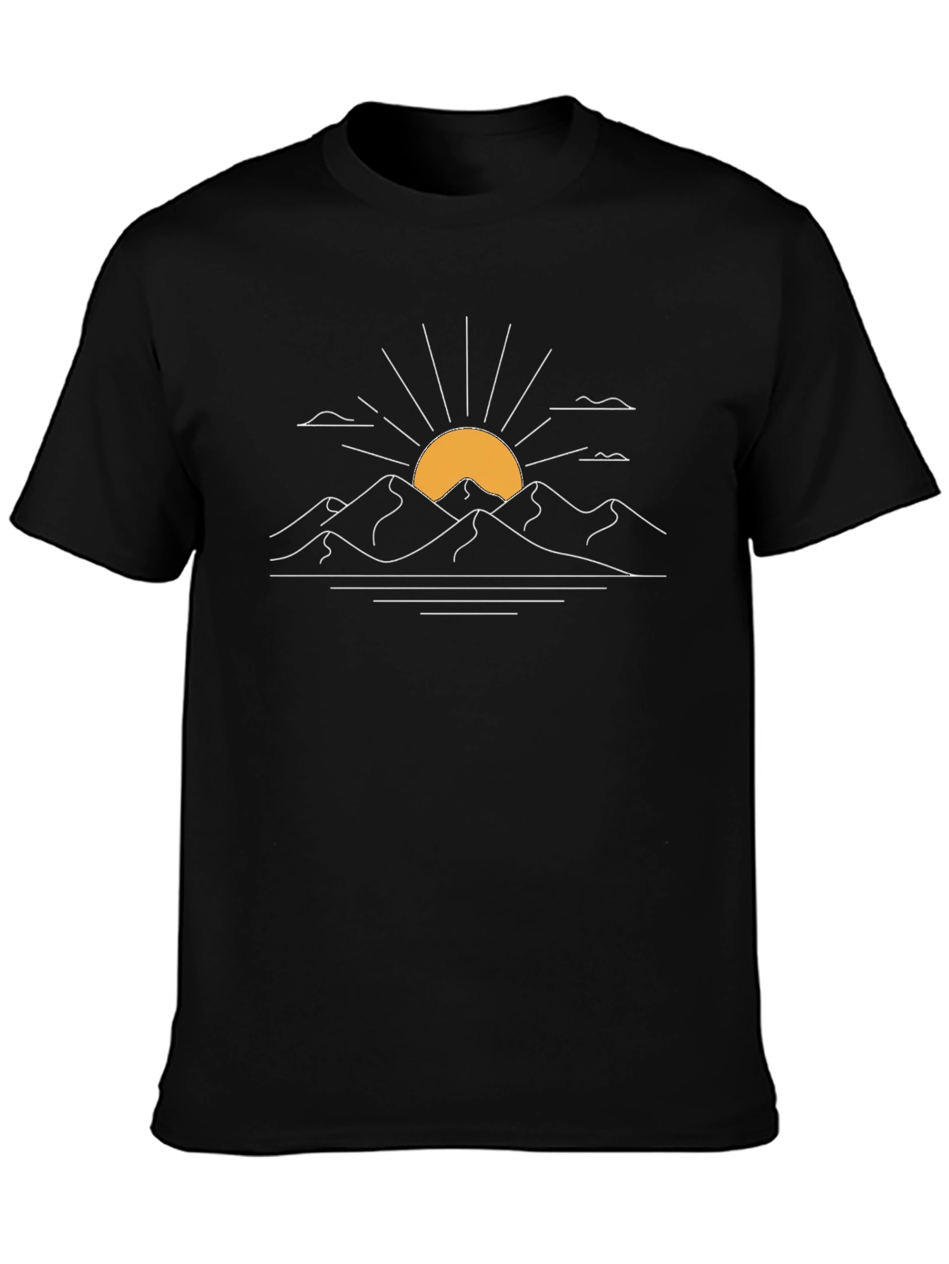 Minimalist Mountain Sunset Graphic Tee - Black