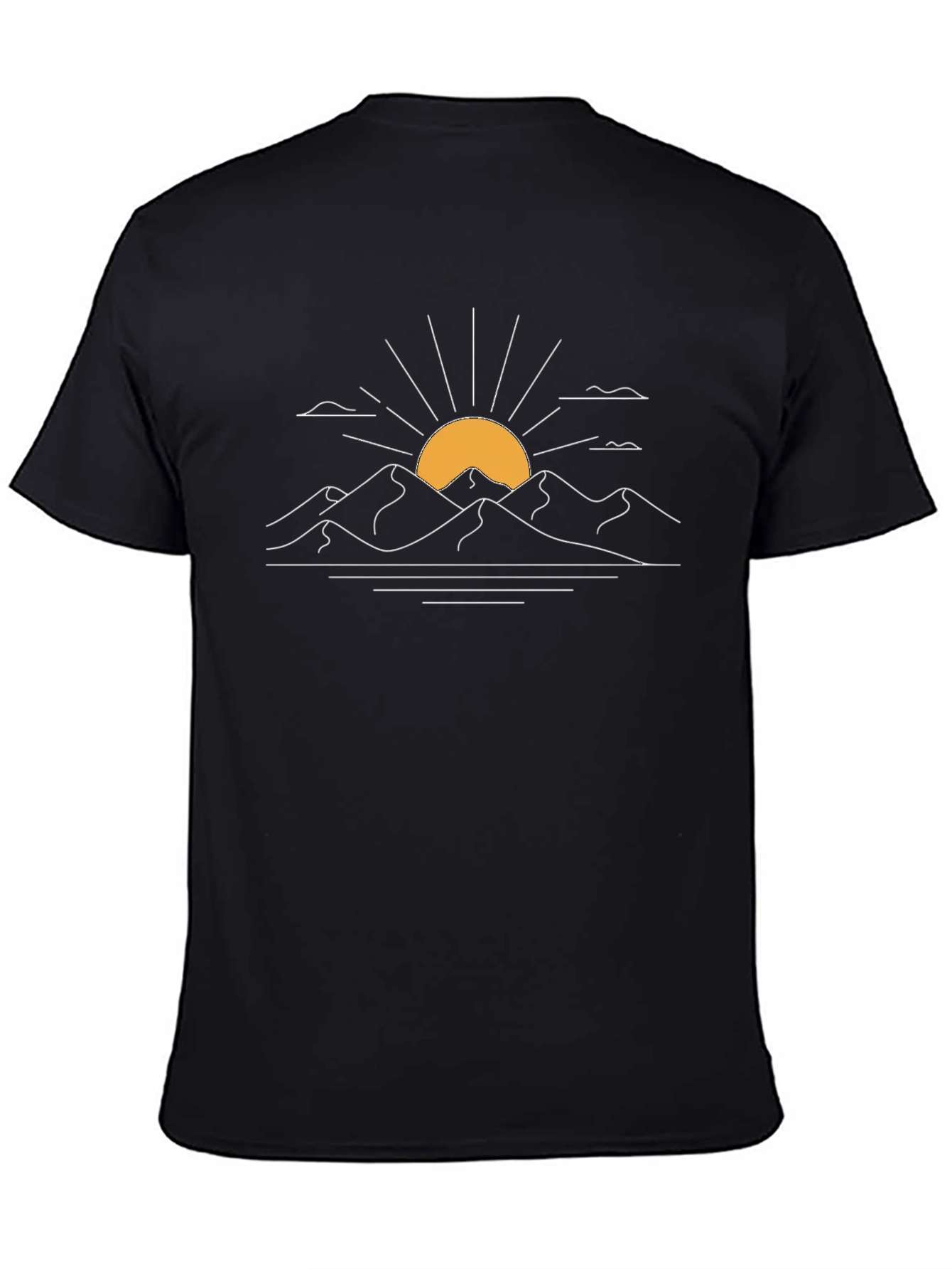 Minimalist Mountain Sunset Graphic Tee - Black
