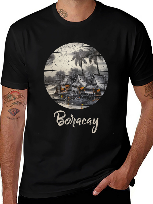 Boracay Island Graphic Tee - Black Short Sleeve T-Shirt