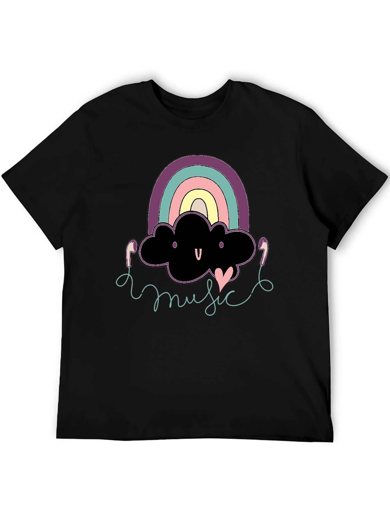 Rainbow Cloud Music T-Shirt - Black