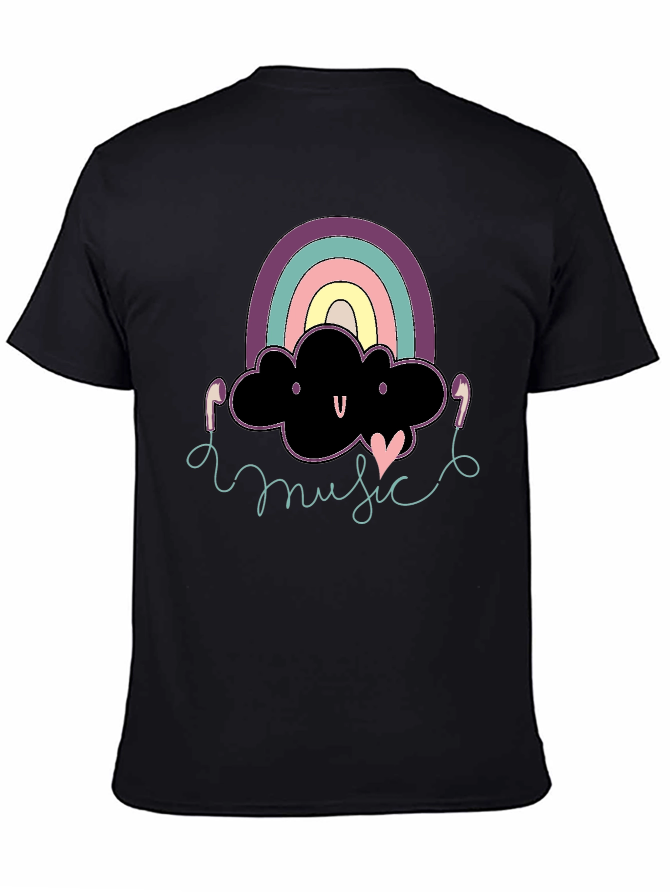 Rainbow Cloud Music T-Shirt - Black