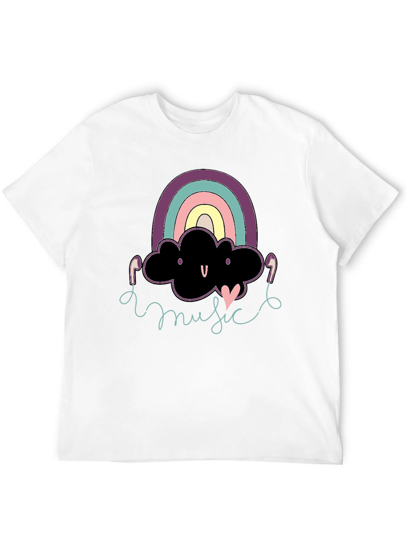 Rainbow Cloud Music T-Shirt - Black
