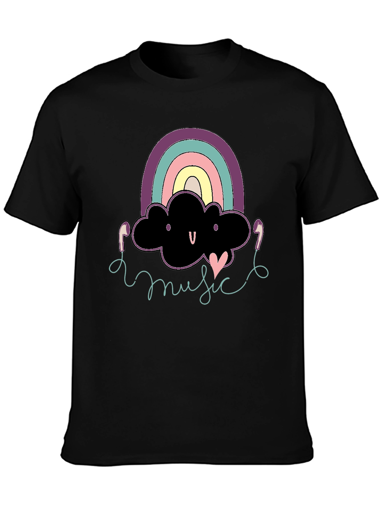 Rainbow Cloud Music T-Shirt - Black