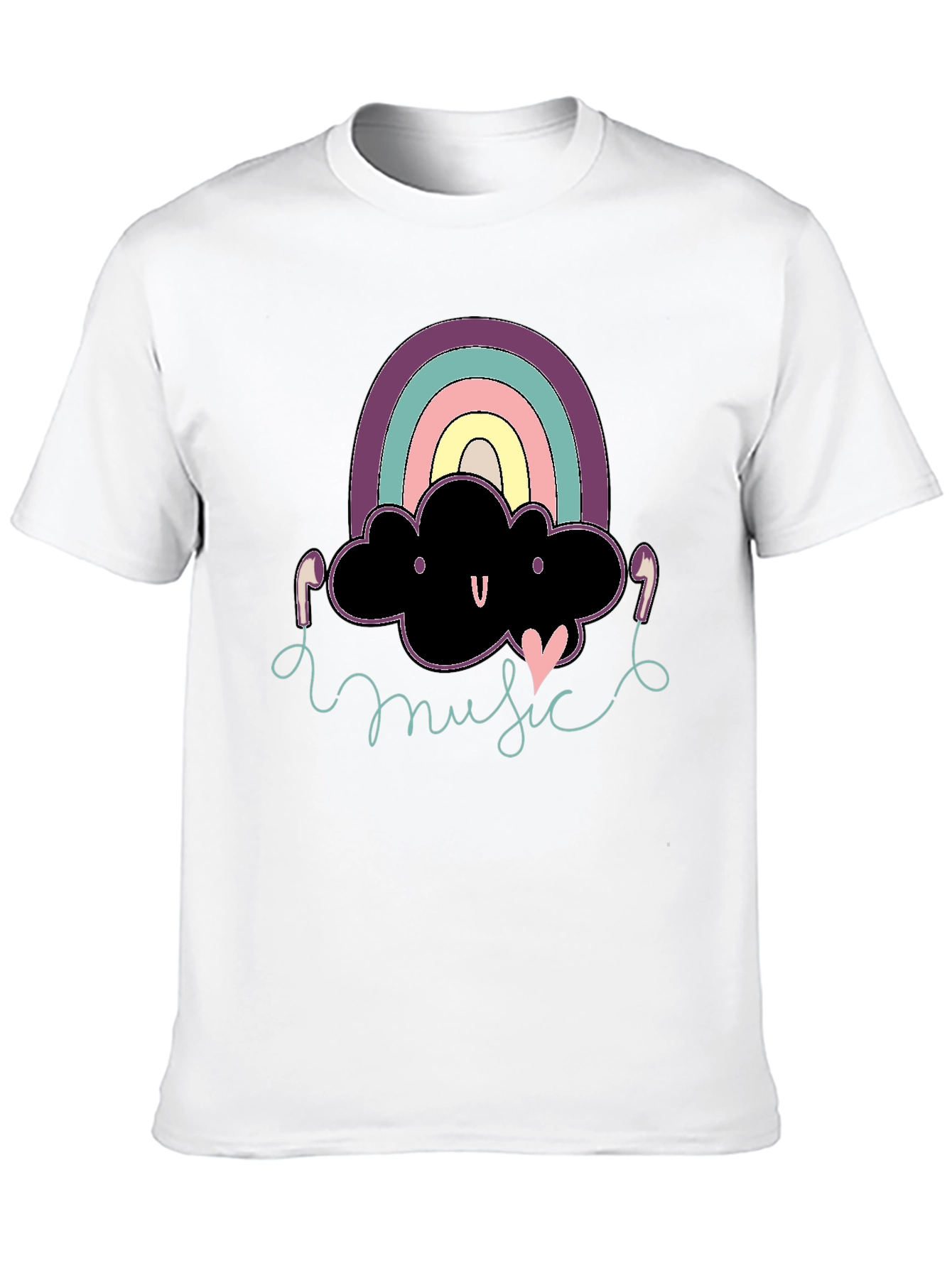 Rainbow Cloud Music T-Shirt - Black