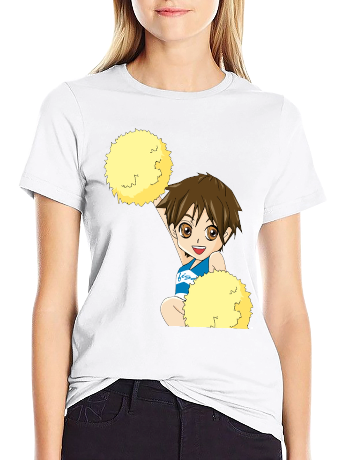 Anime Cheerleader T-Shirt - Black