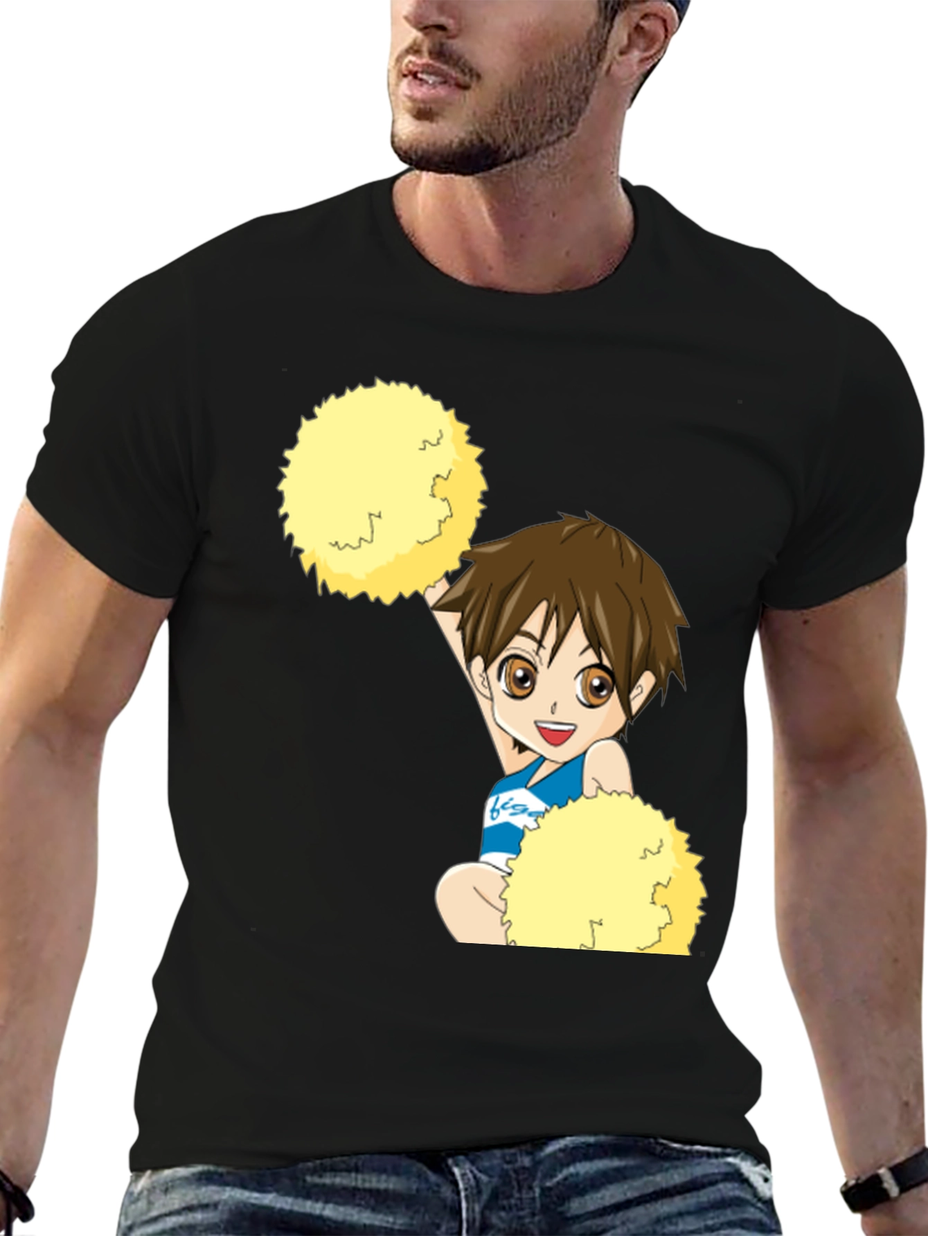 Anime Cheerleader T-Shirt - Black