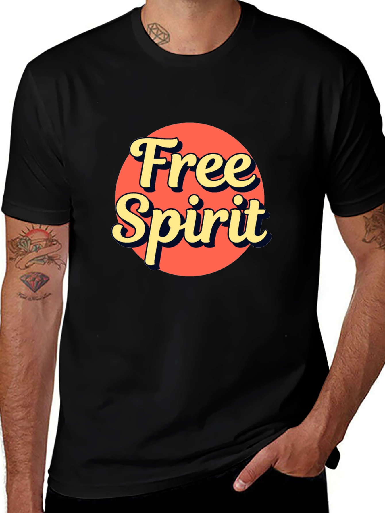 Free Spirit Graphic Tee - Retro Style Black T-Shirt