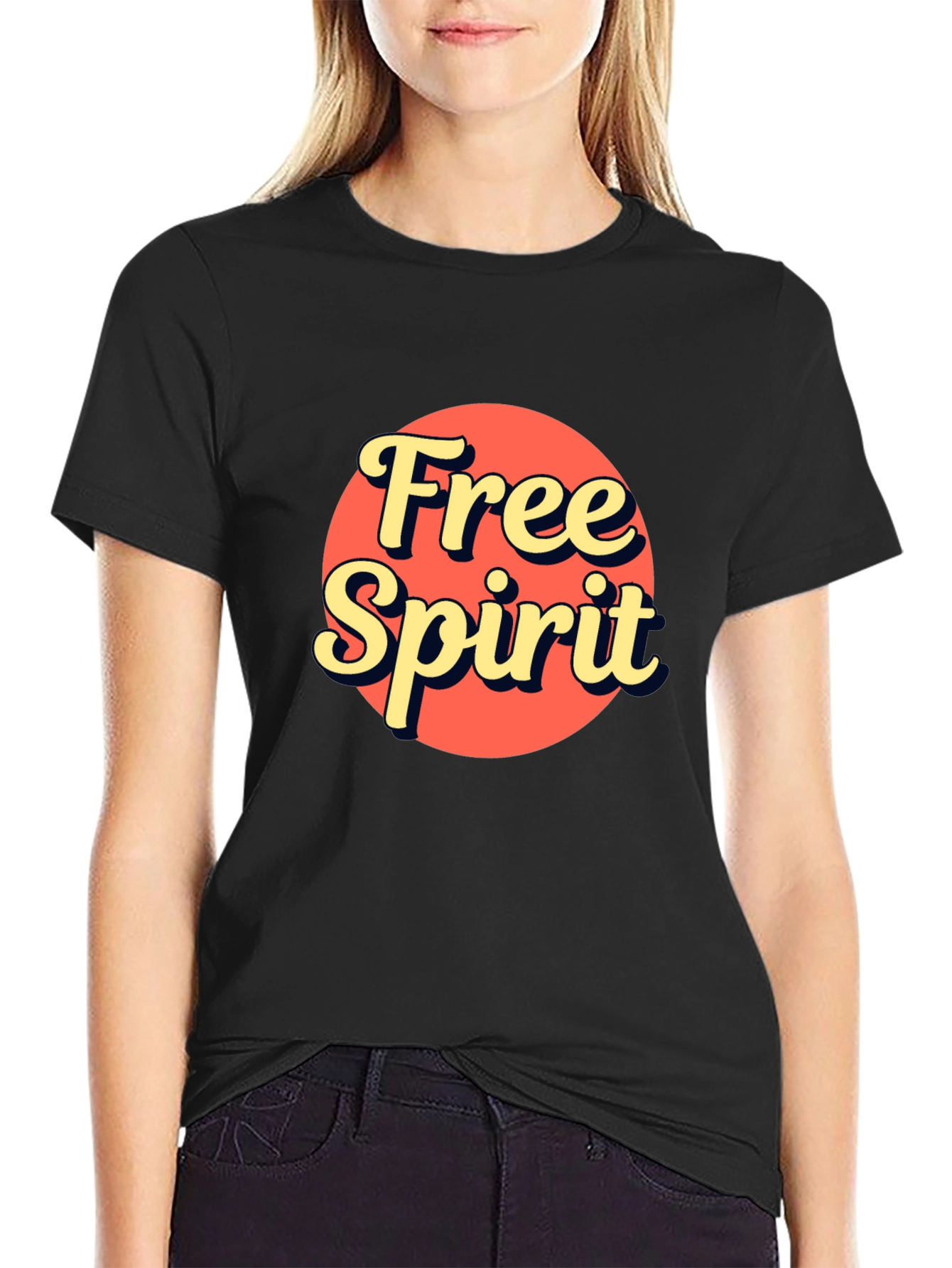 Free Spirit Graphic Tee - Retro Style Black T-Shirt