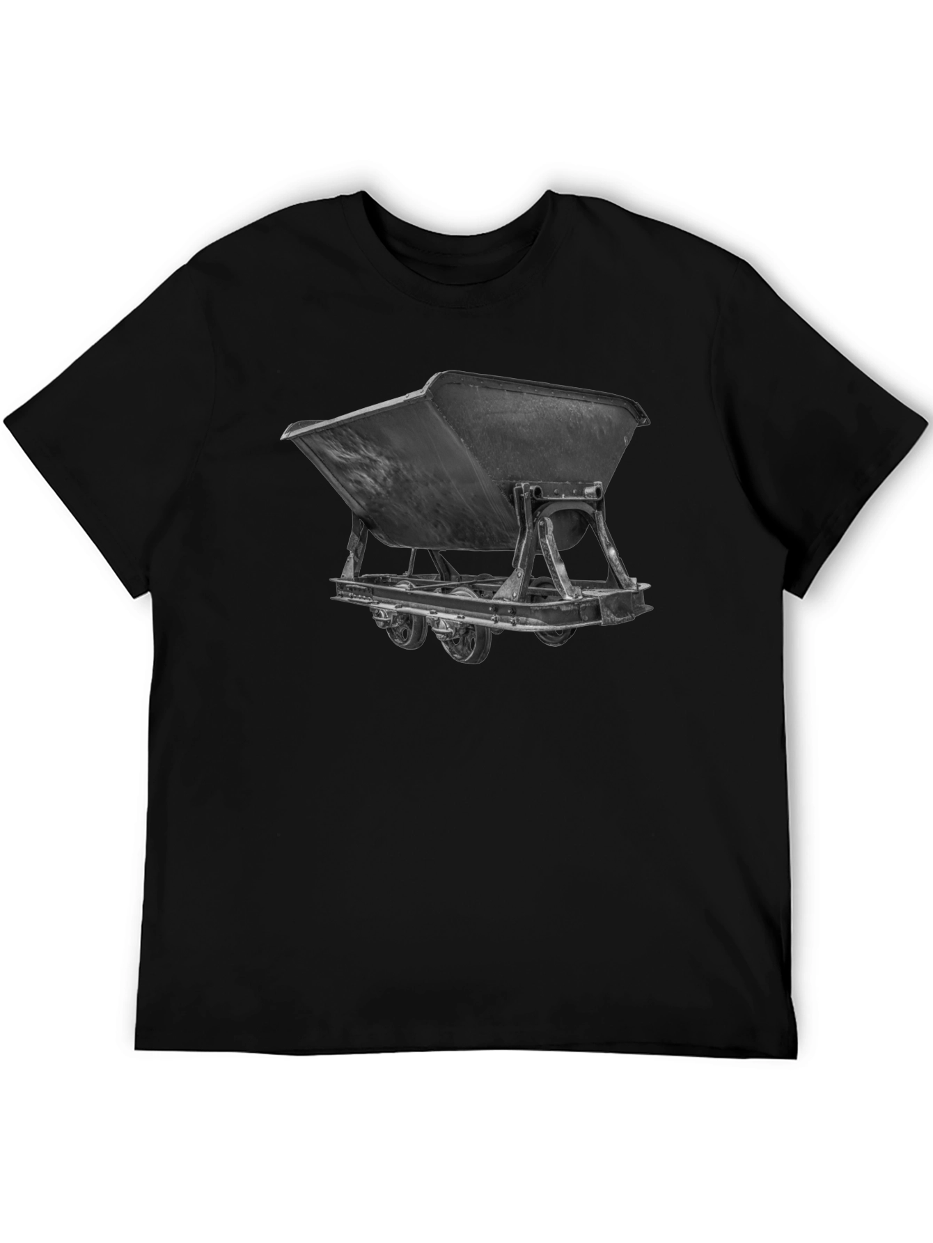 Mining Cart Graphic Tee - Black Cotton Shirt