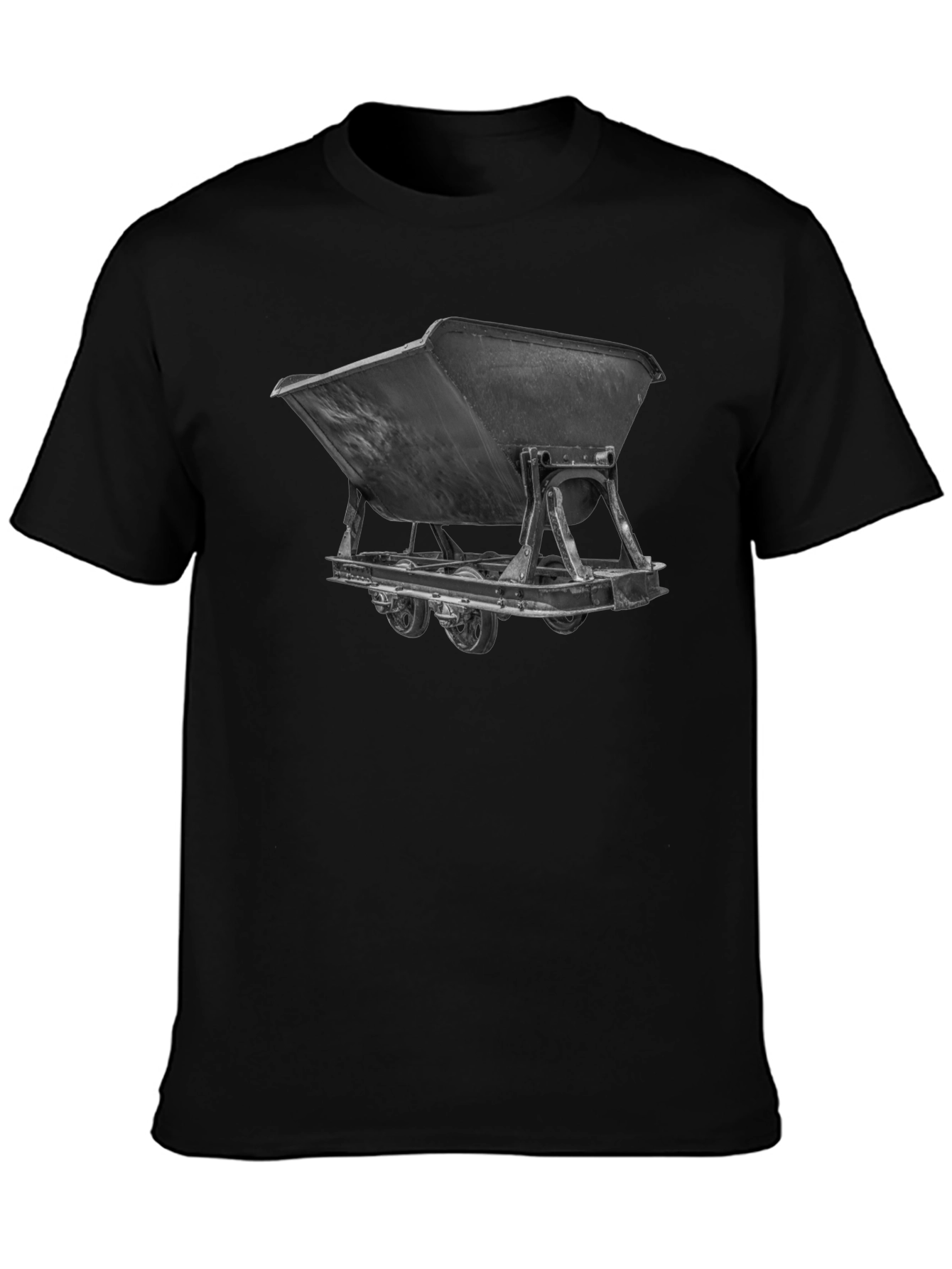 Mining Cart Graphic Tee - Black Cotton Shirt