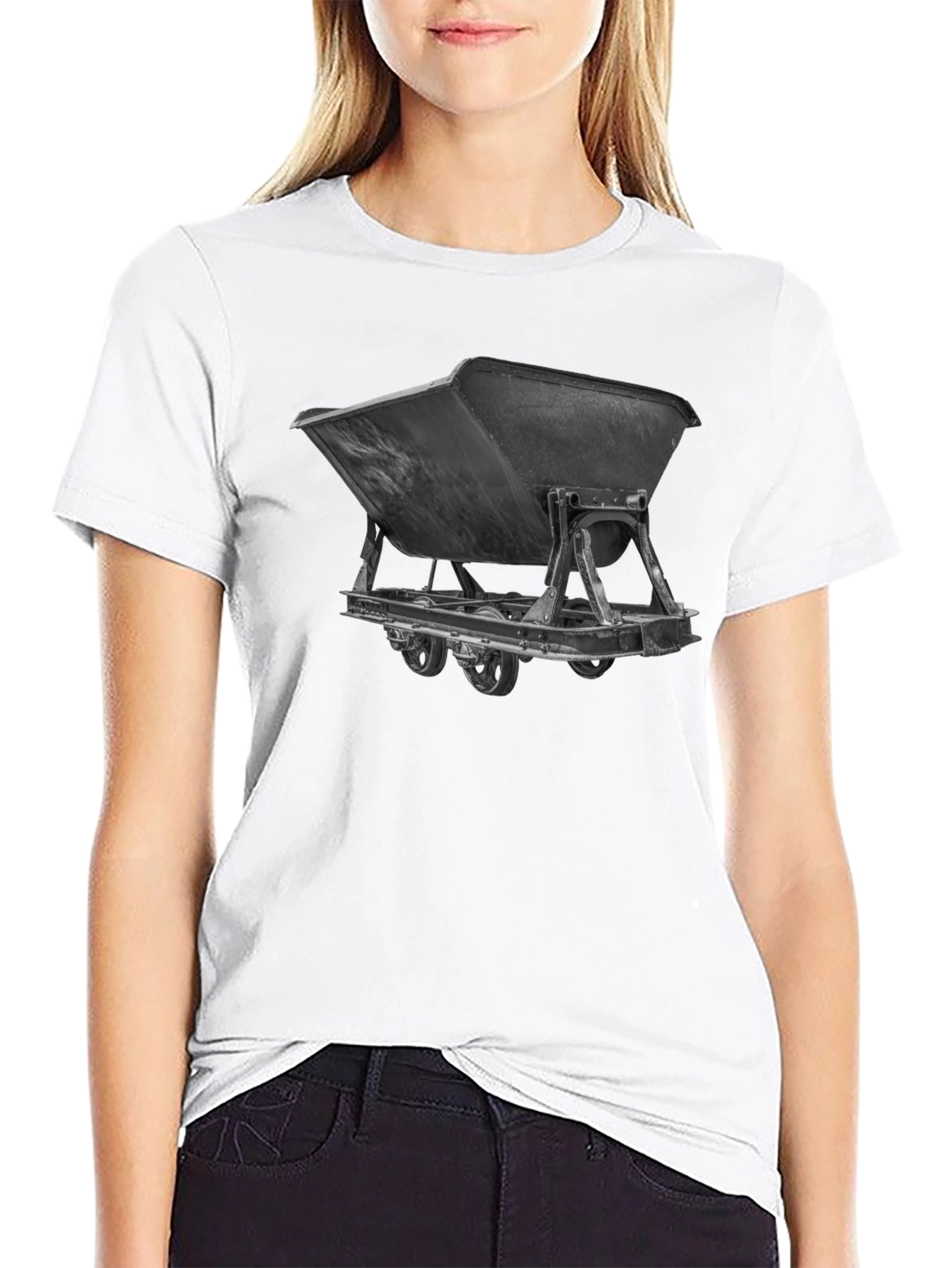 Mining Cart Graphic Tee - Black Cotton Shirt
