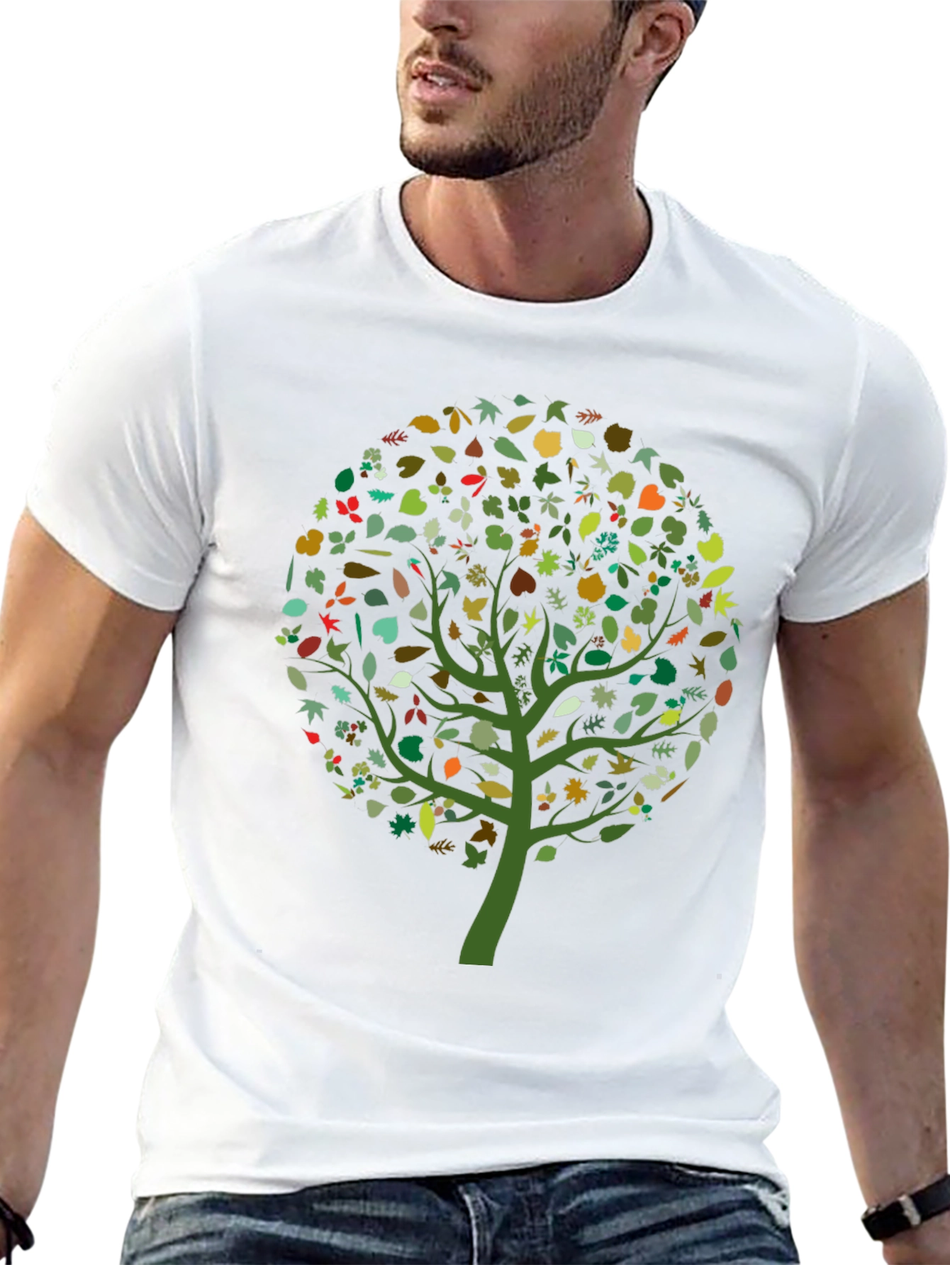 Natures Embrace: Leaf Tree Graphic Tee