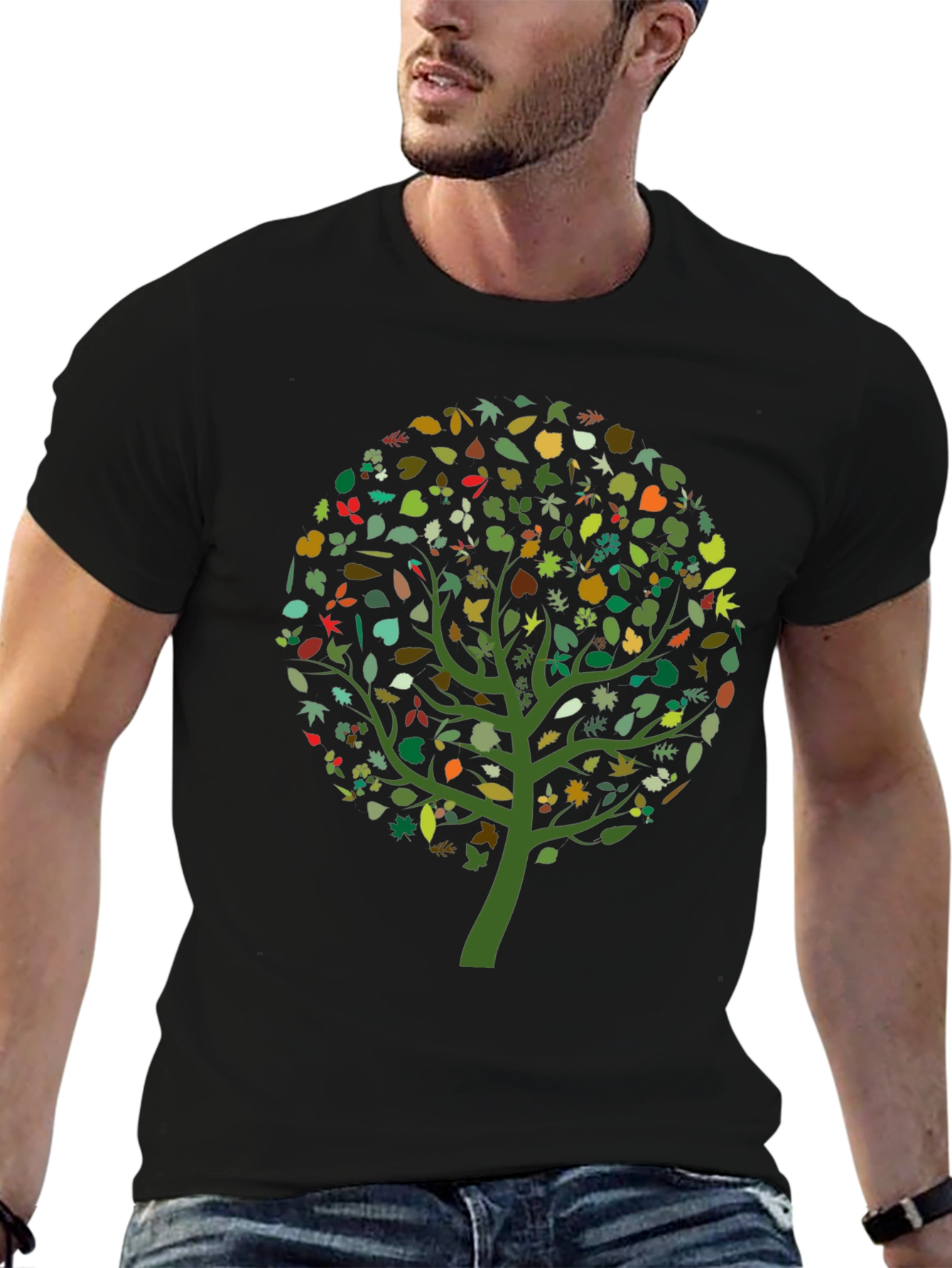 Natures Embrace: Leaf Tree Graphic Tee