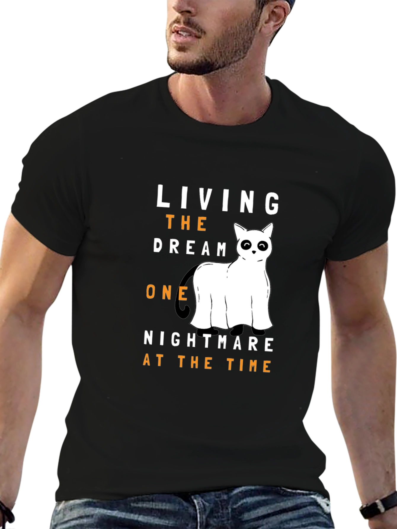 Living the Dream Ghost Cat T-Shirt