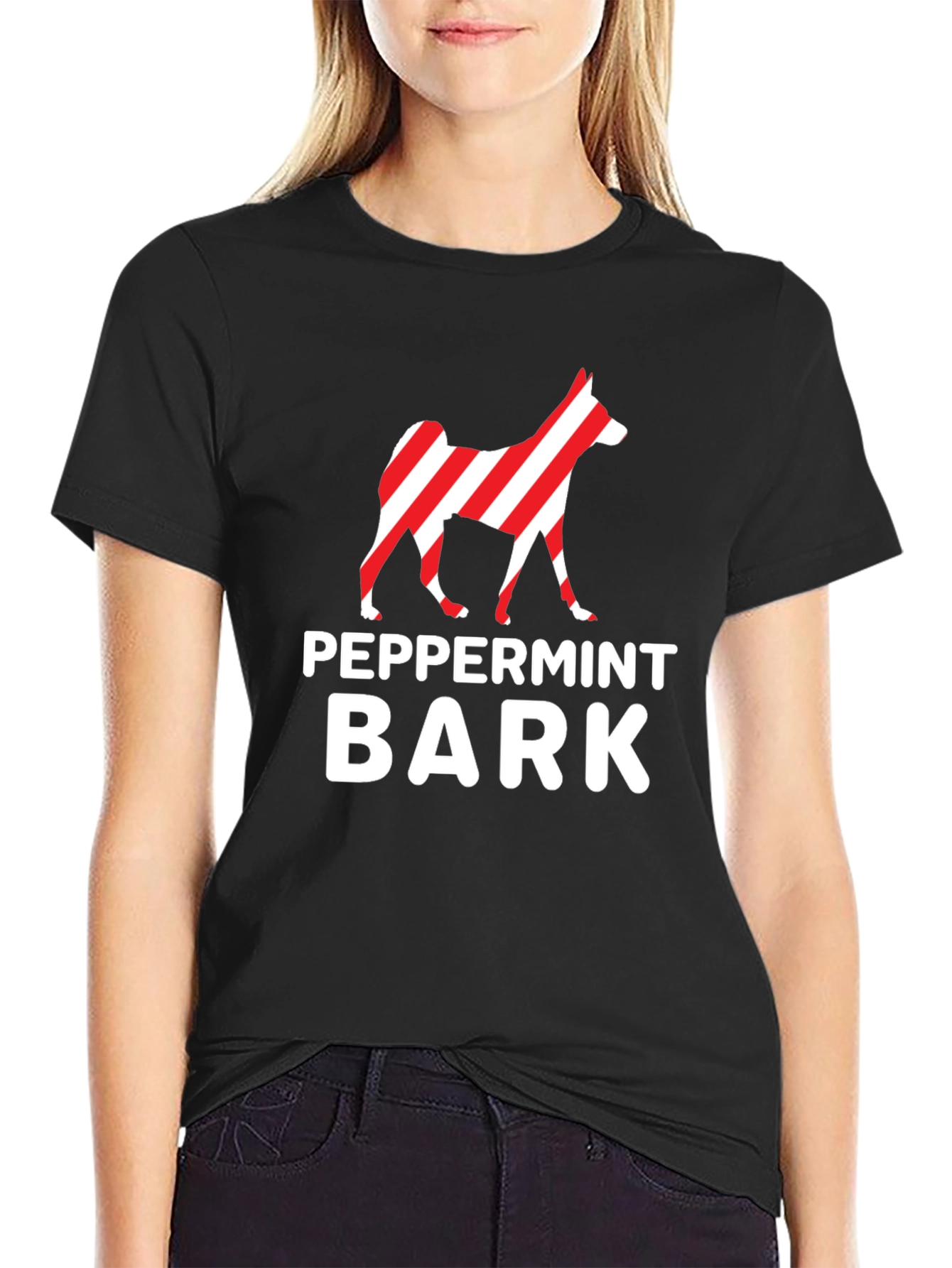 Peppermint Bark Dog Graphic Tee - Black