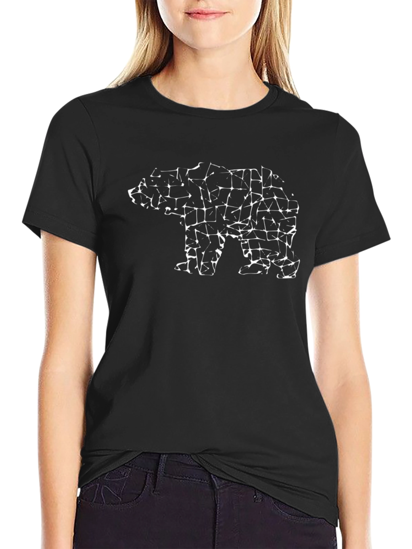 Abstract Bear Graphic T-Shirt - Mens Black Tee