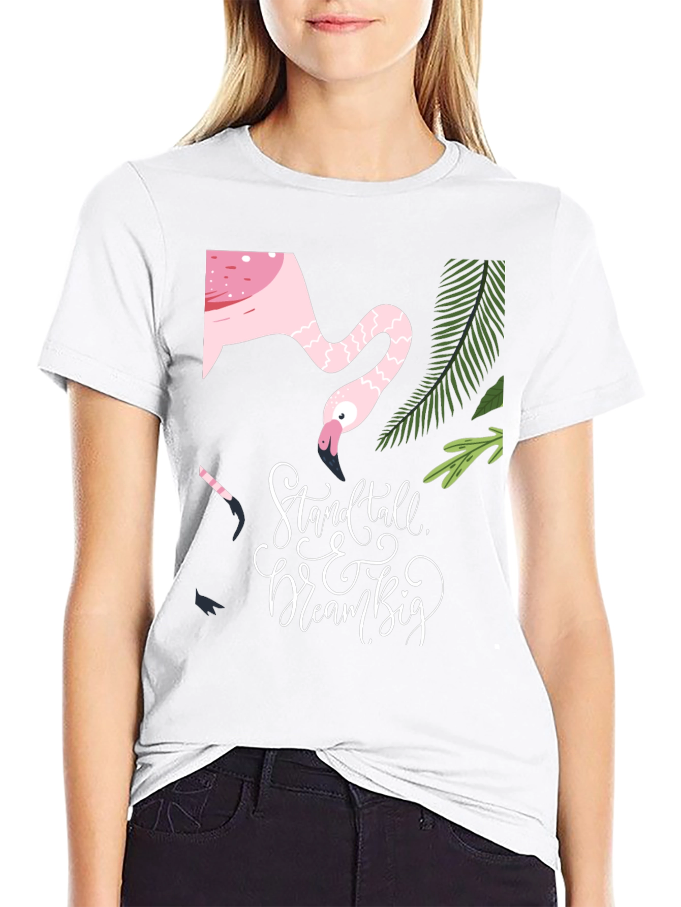 Stand Tall Dream Big Flamingo Graphic Tee