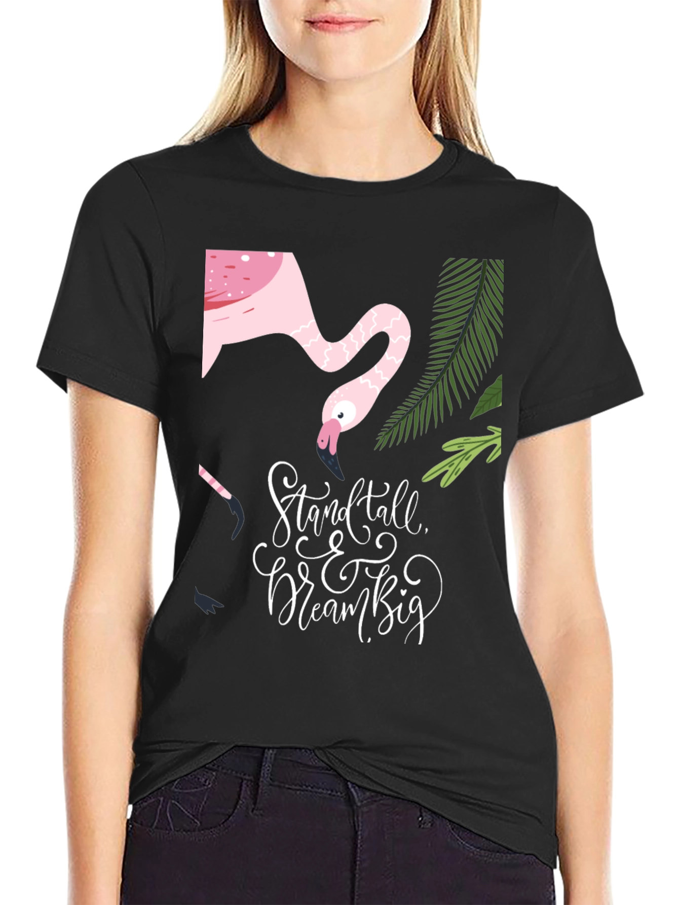 Stand Tall Dream Big Flamingo Graphic Tee
