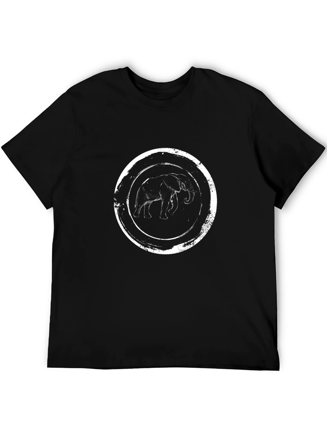 Elephant Graphic Tee - Distressed Circle Design