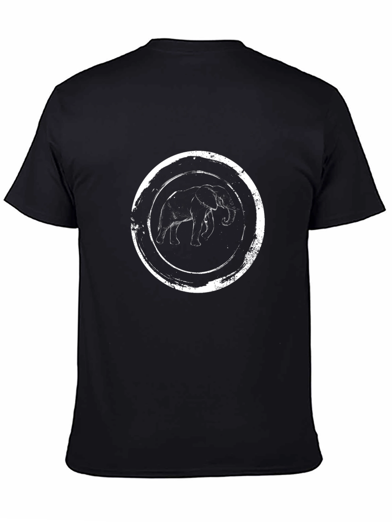 Elephant Graphic Tee - Distressed Circle Design