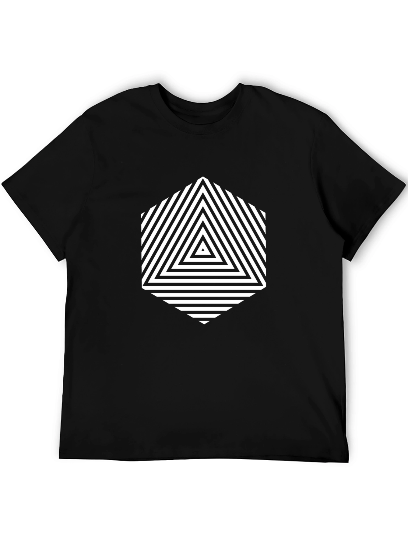 Geometric Illusion Tee - Modern Graphic Black Shirt