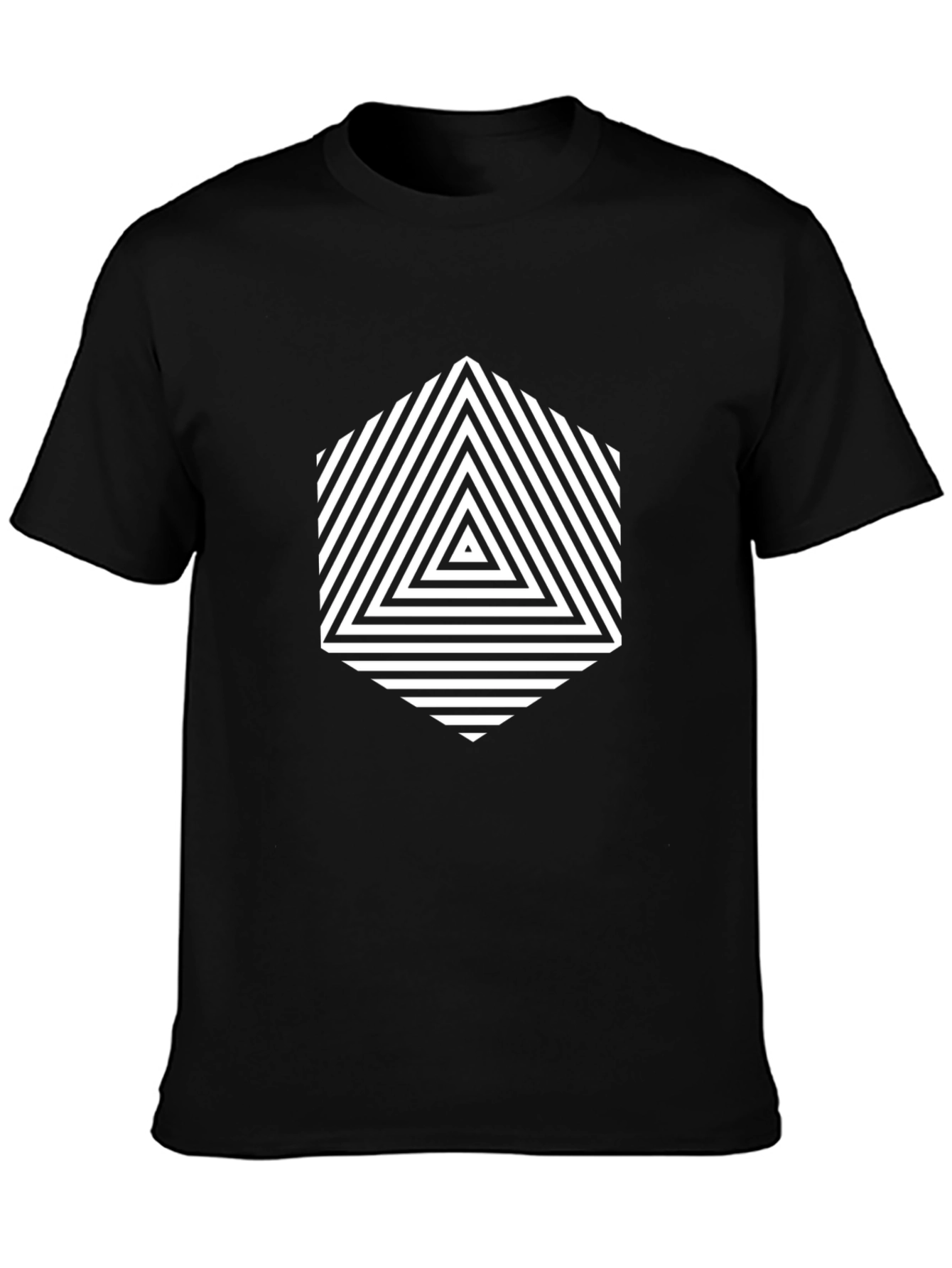 Geometric Illusion Tee - Modern Graphic Black Shirt