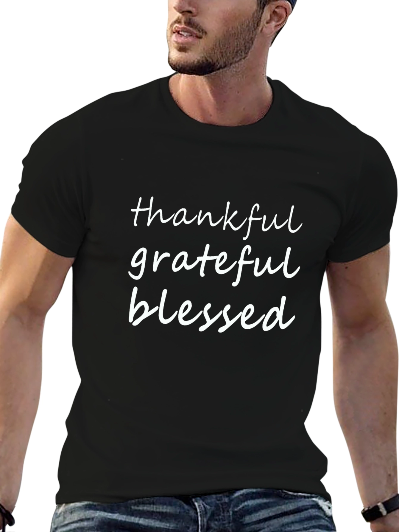 Thankful Grateful Blessed Black T-Shirt