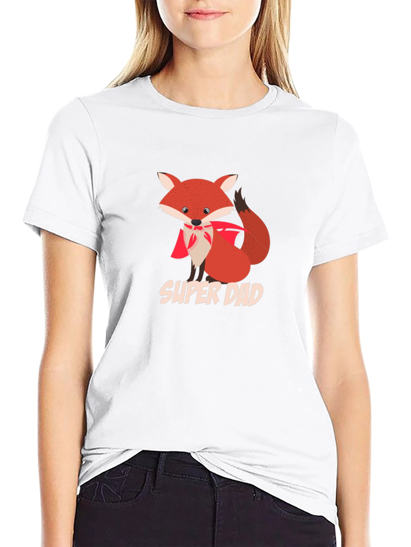 Super Dad Fox Graphic Tee - Black Cotton T-Shirt