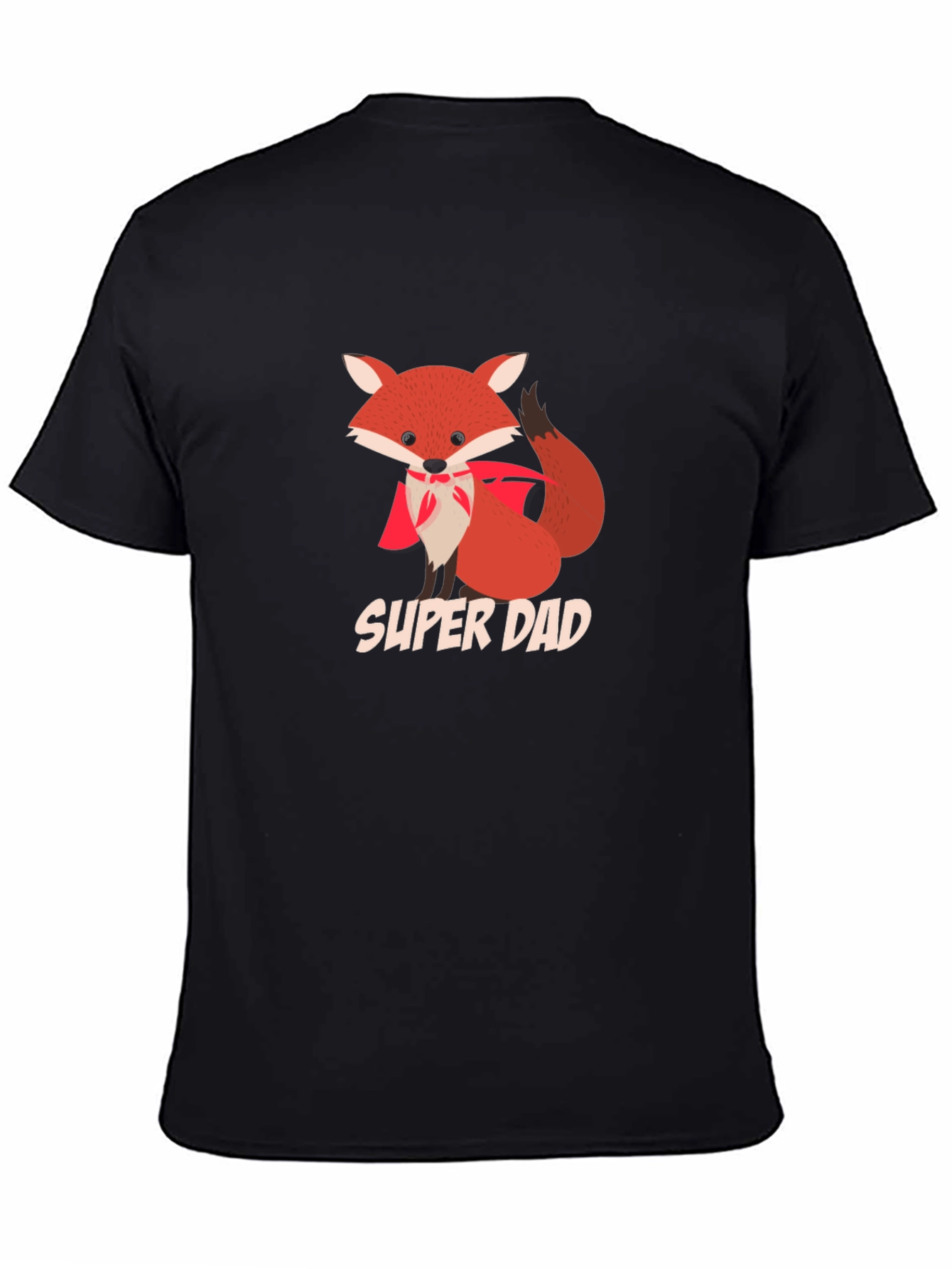 Super Dad Fox Graphic Tee - Black Cotton T-Shirt