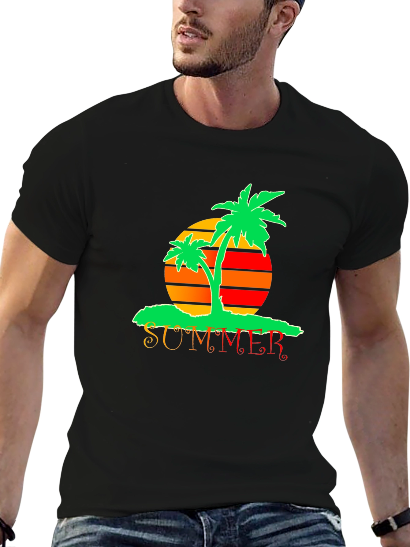 Summer Palm Tree Graphic T-Shirt