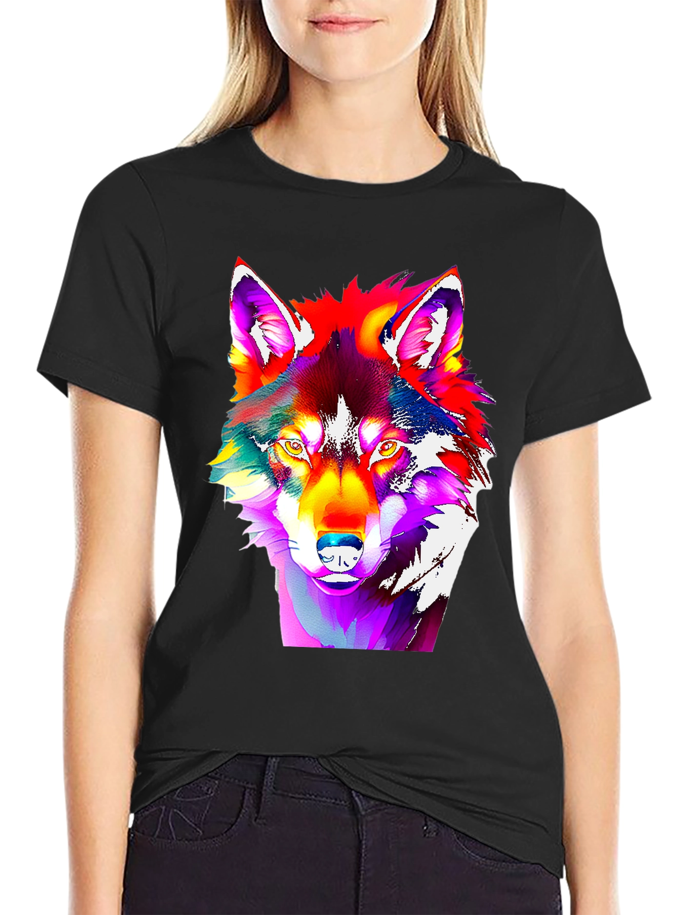Vivid Wolf Graphic Tee - Bold Art Print