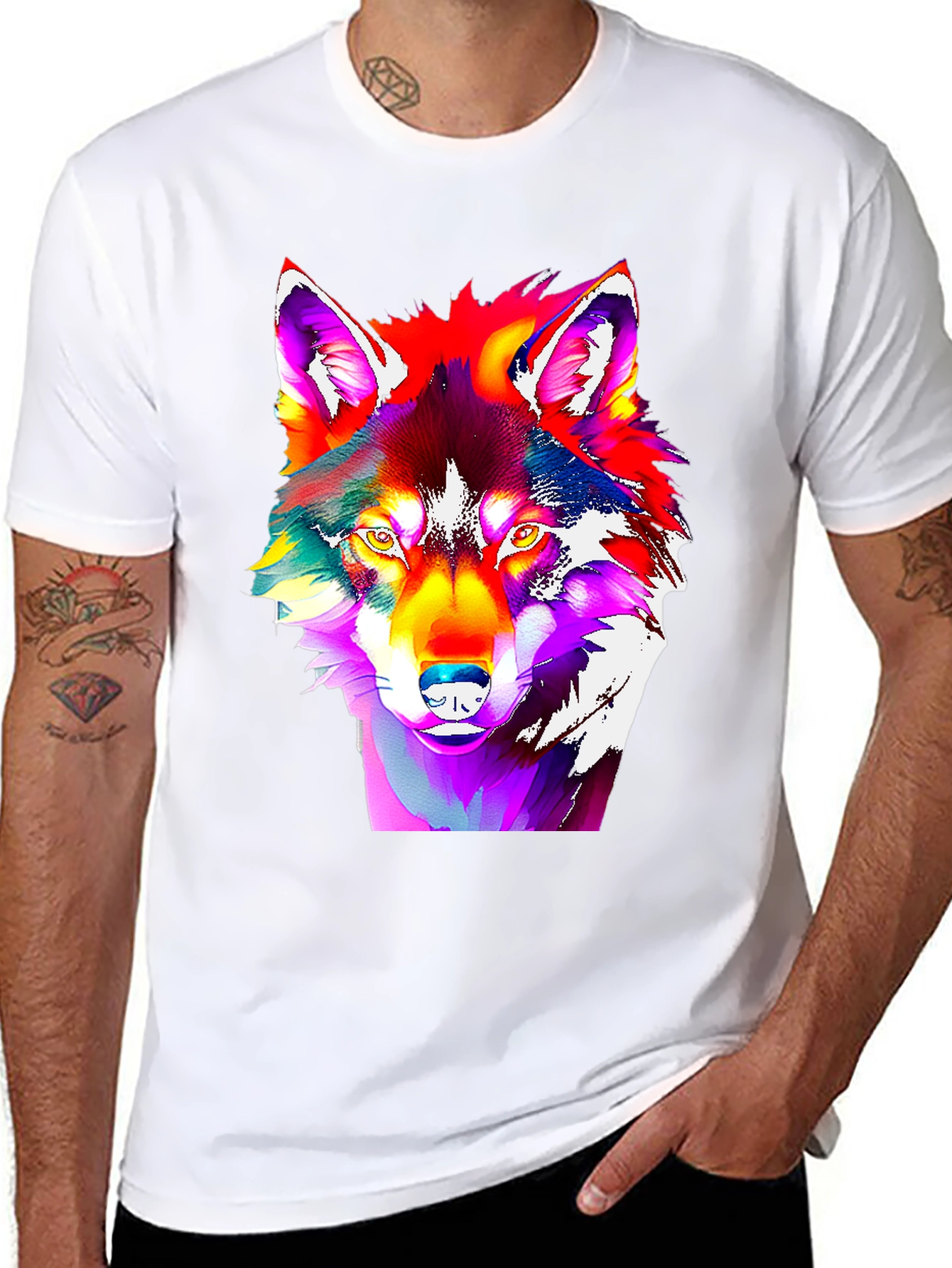 Vivid Wolf Graphic Tee - Bold Art Print