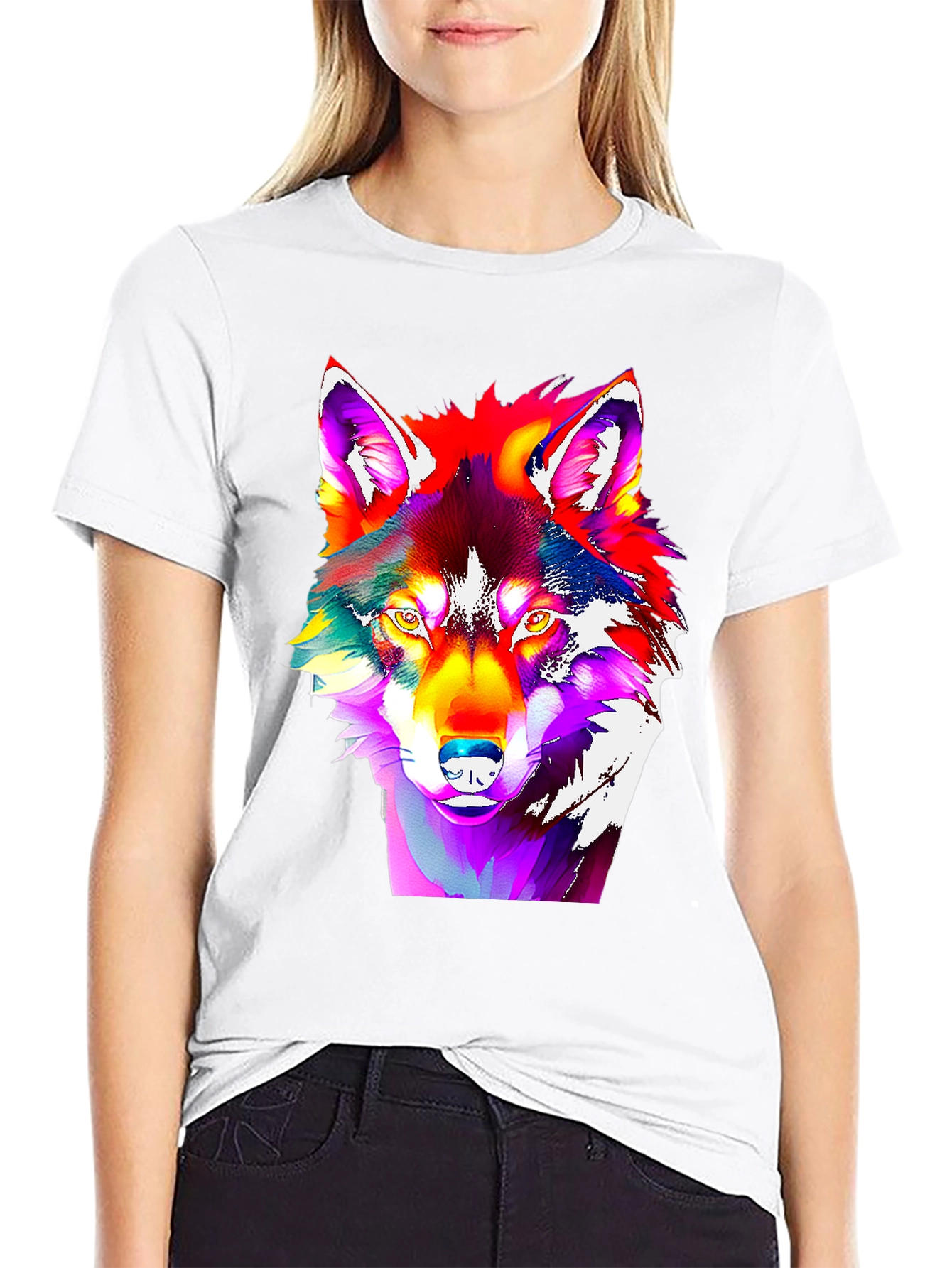 Vivid Wolf Graphic Tee - Bold Art Print