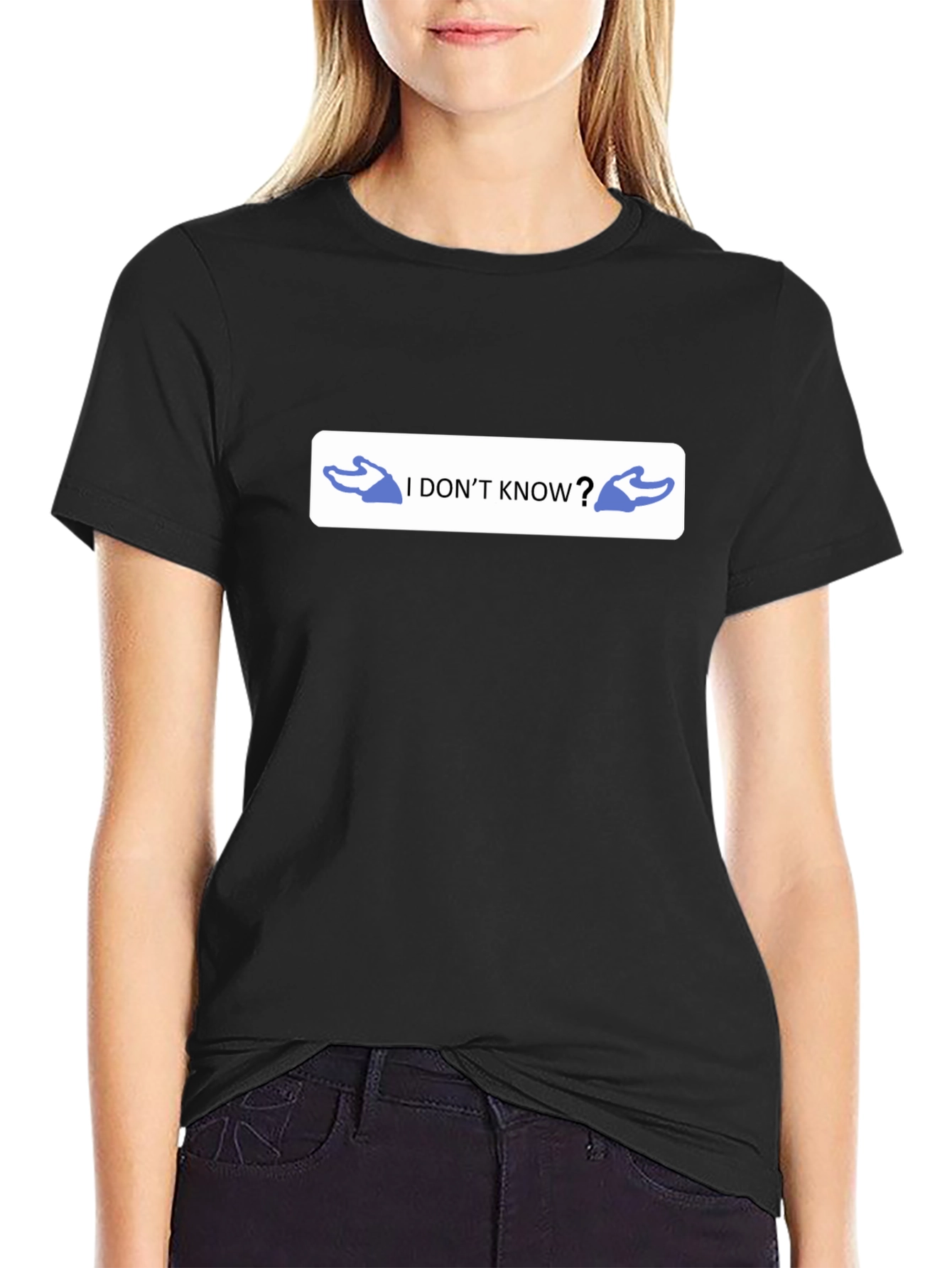 I Dont Know Shrug Emoji Black T-Shirt