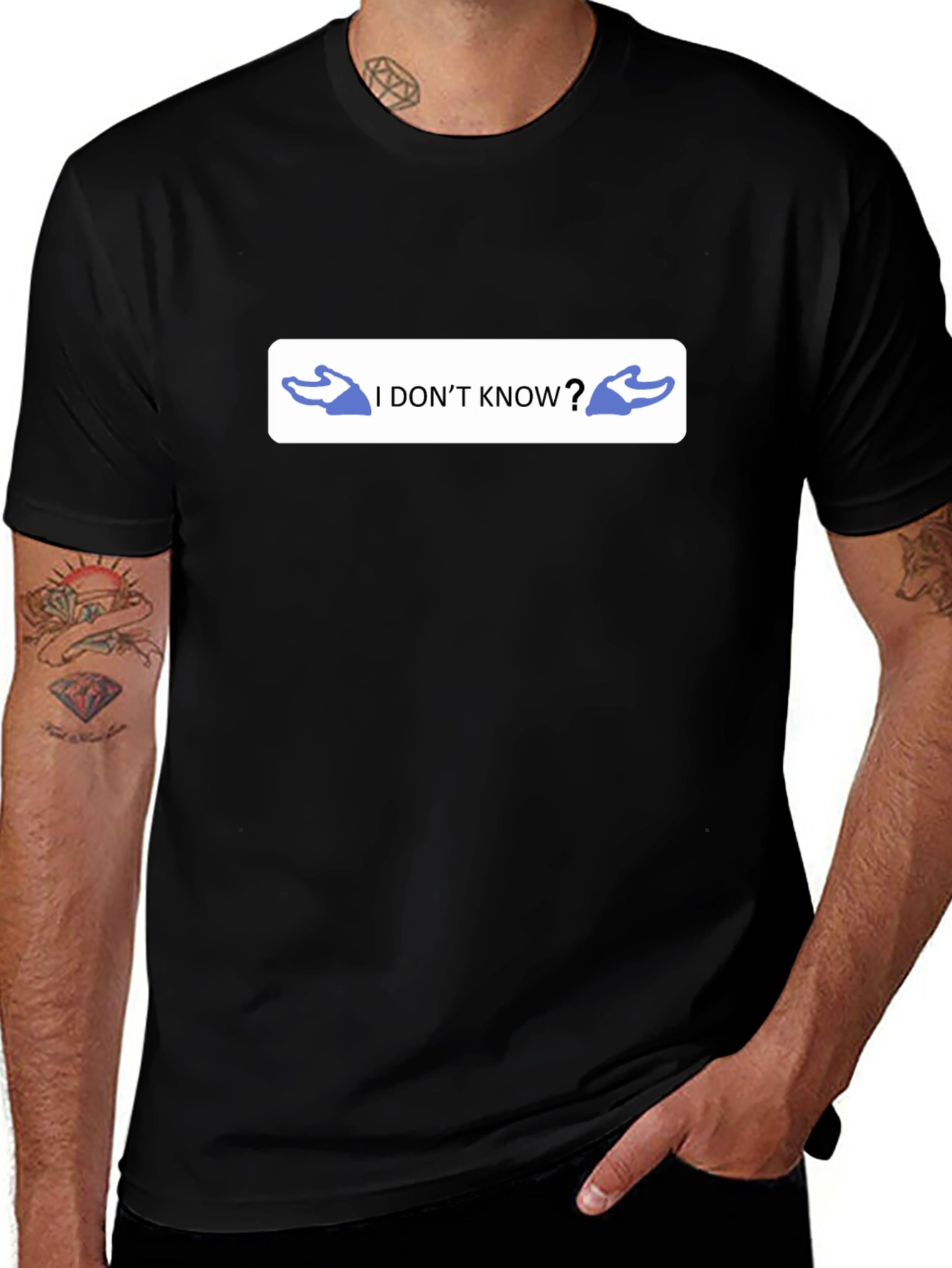 I Dont Know Shrug Emoji Black T-Shirt