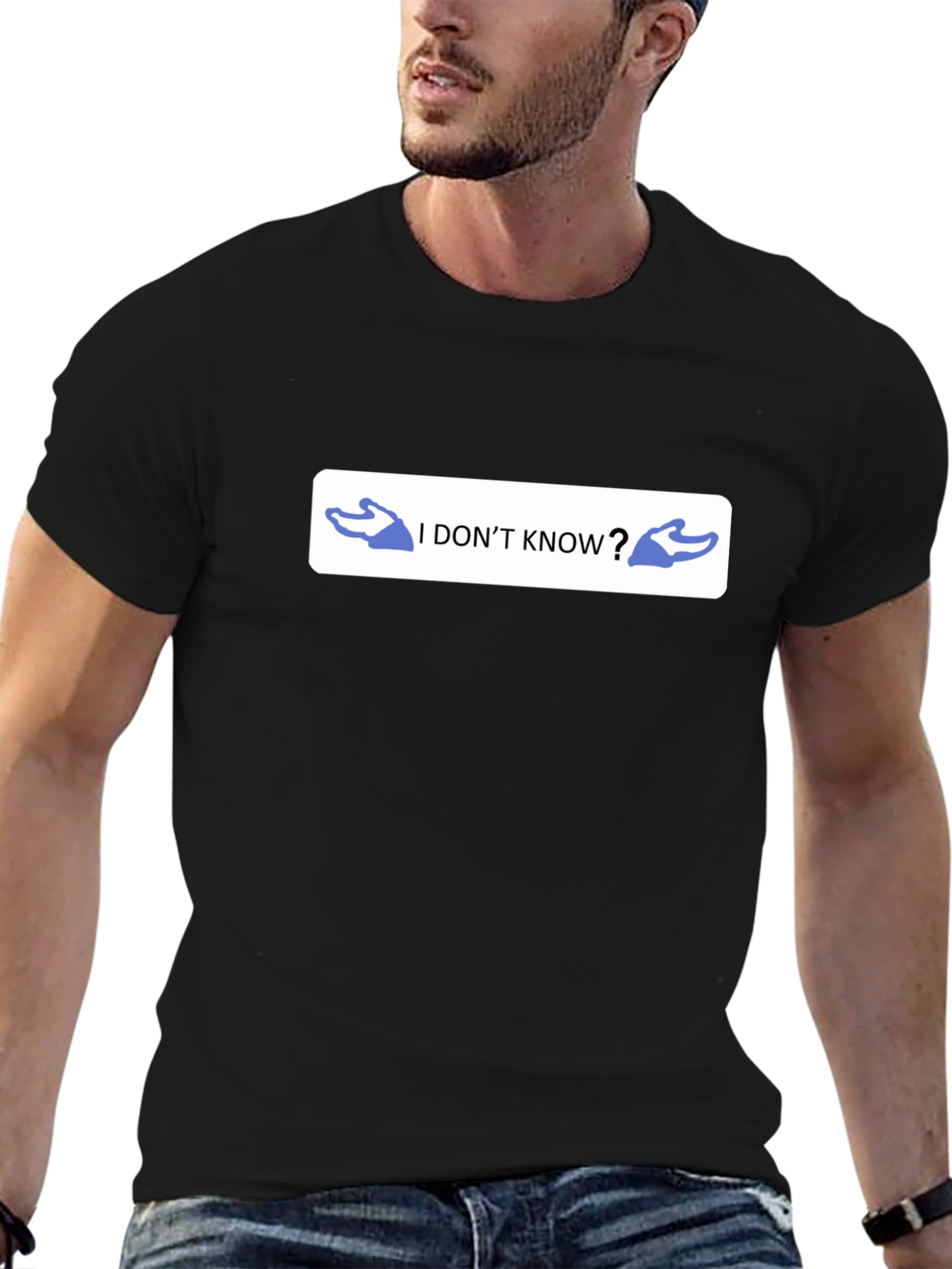 I Dont Know Shrug Emoji Black T-Shirt
