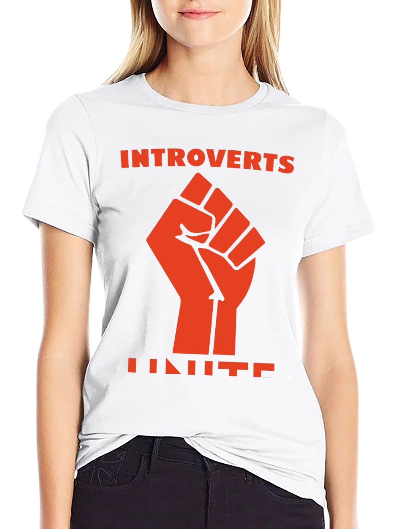 Introverts Unite Fist Graphic Tee - Black Cotton