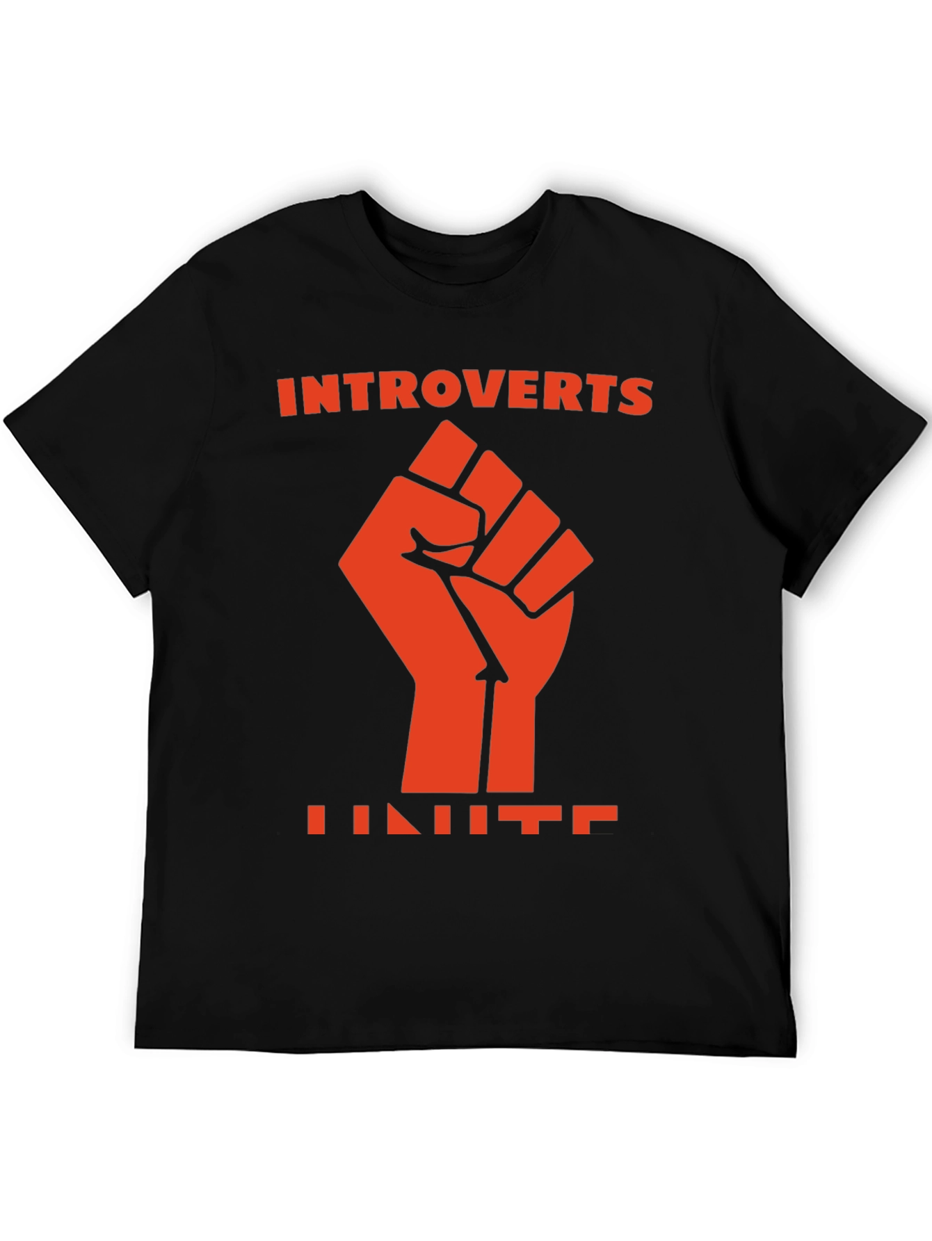Introverts Unite Fist Graphic Tee - Black Cotton