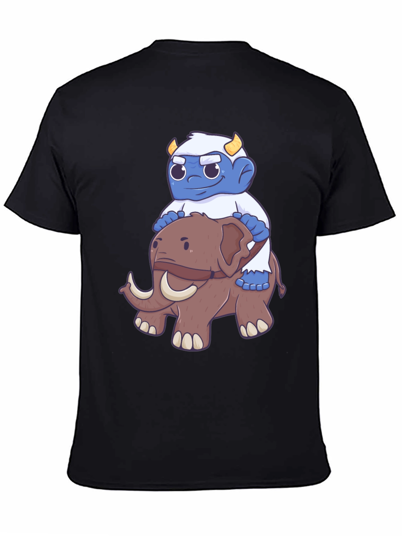Cartoon Monster Riding Mammoth Graphic T-Shirt