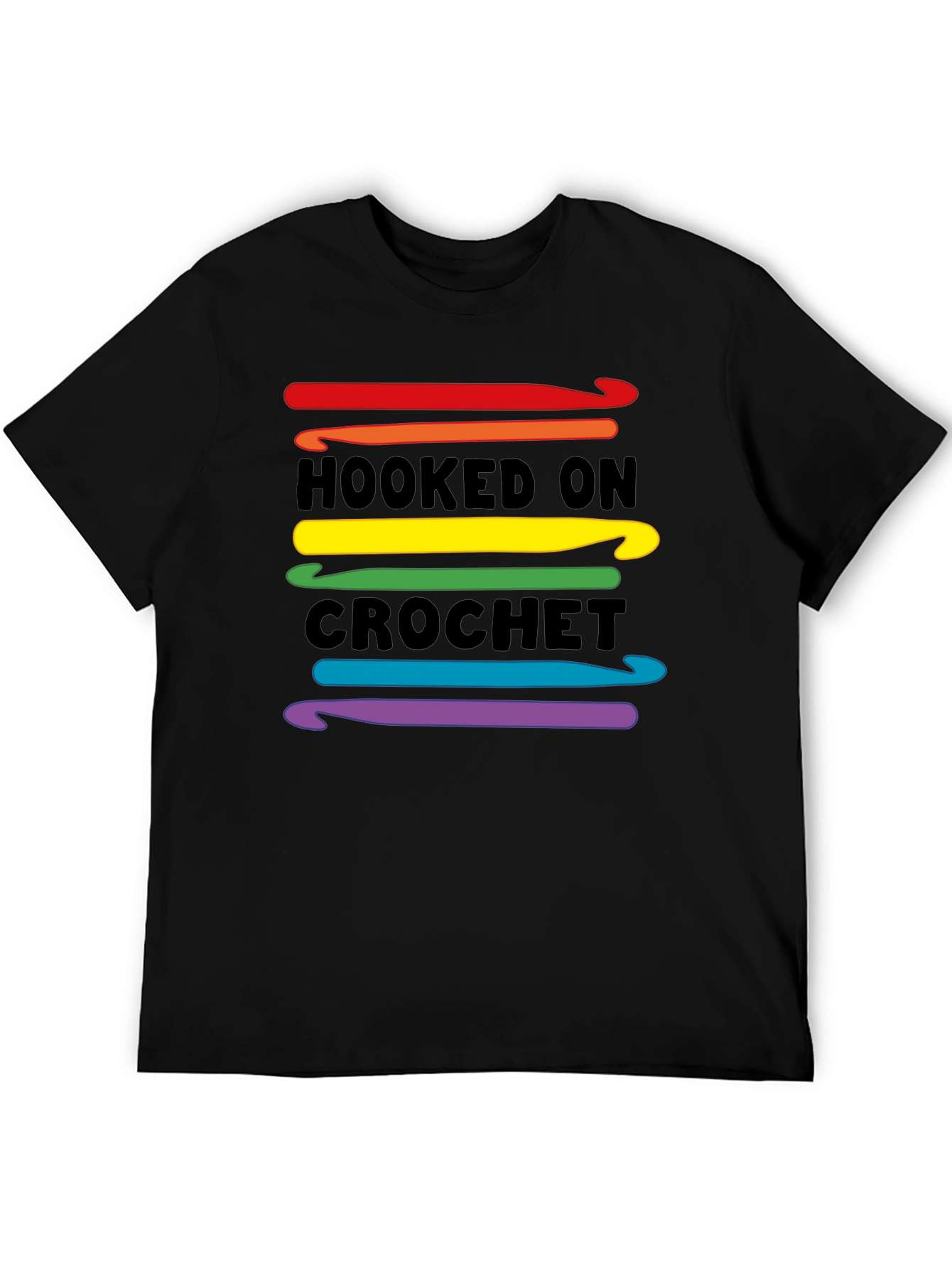 Hooked on Crochet T-Shirt - Rainbow Crochet Hooks