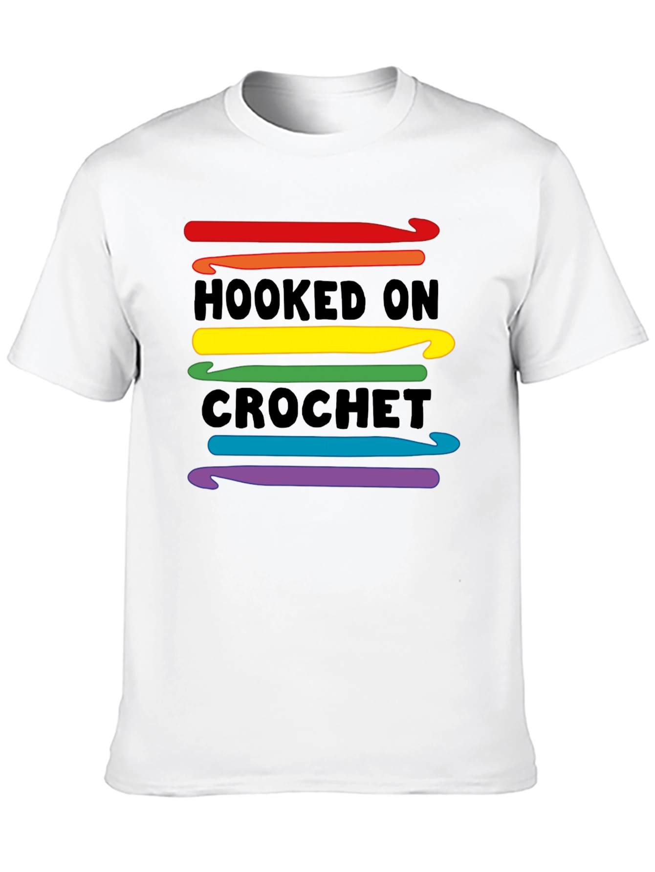 Hooked on Crochet T-Shirt - Rainbow Crochet Hooks