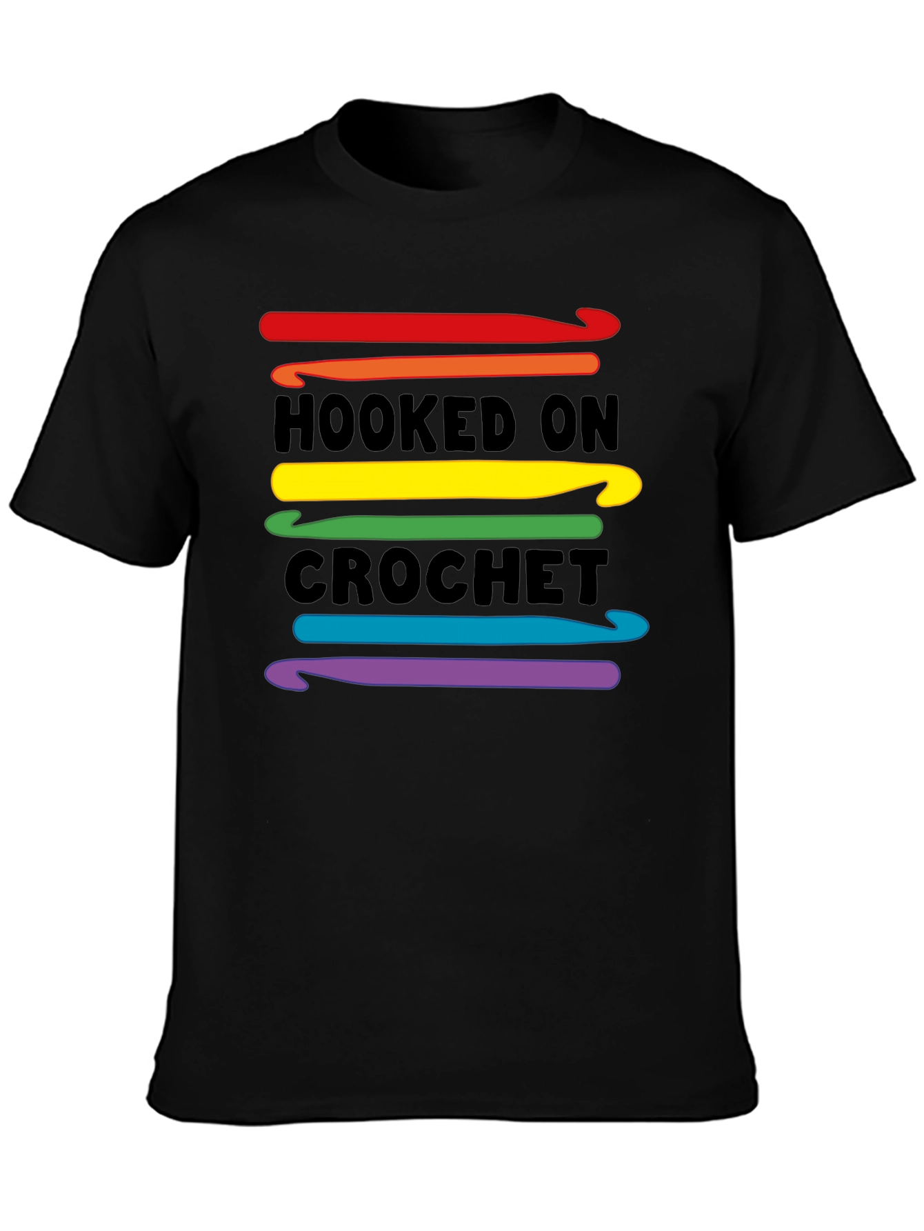 Hooked on Crochet T-Shirt - Rainbow Crochet Hooks