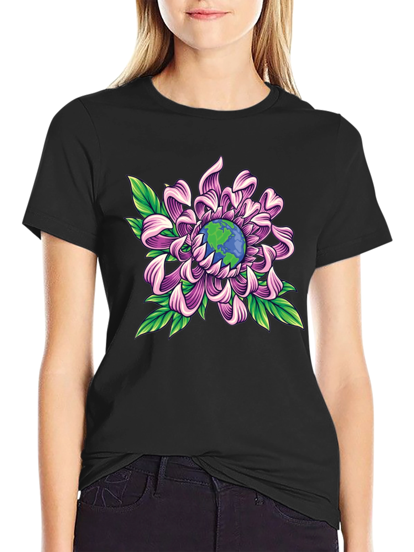Earth Flower Graphic Tee - Save the Planet Style