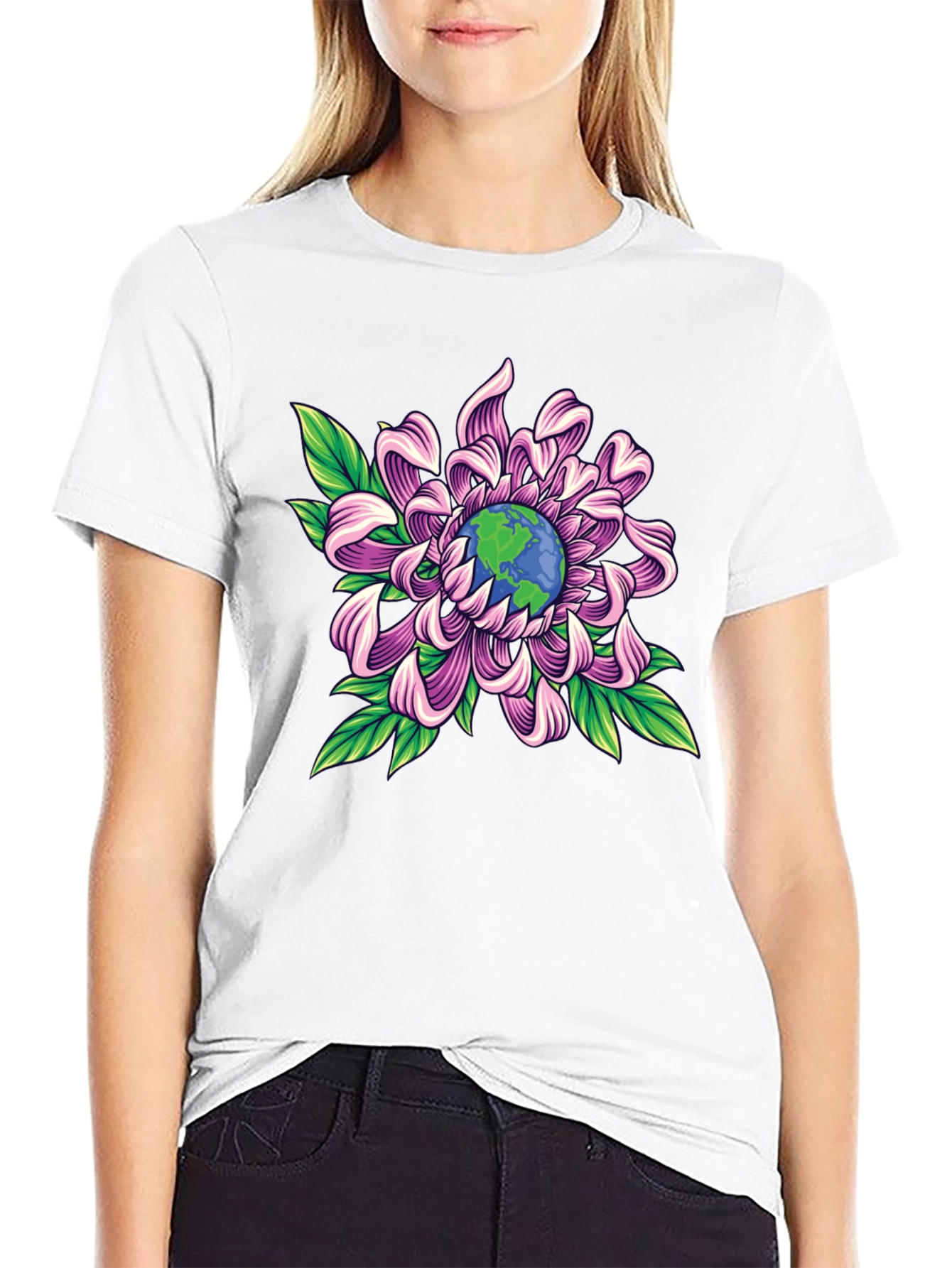 Earth Flower Graphic Tee - Save the Planet Style