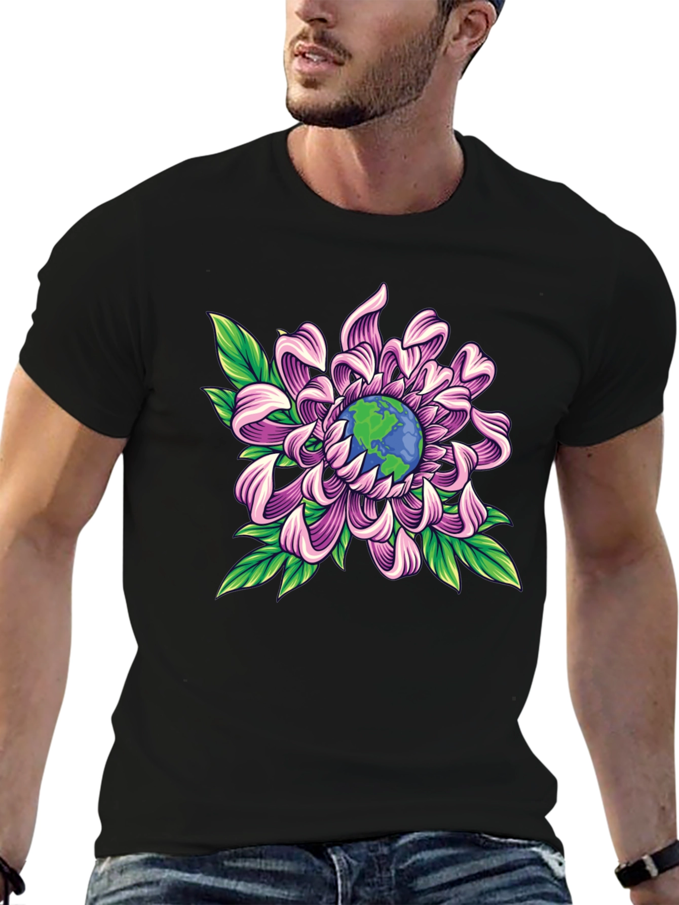 Earth Flower Graphic Tee - Save the Planet Style