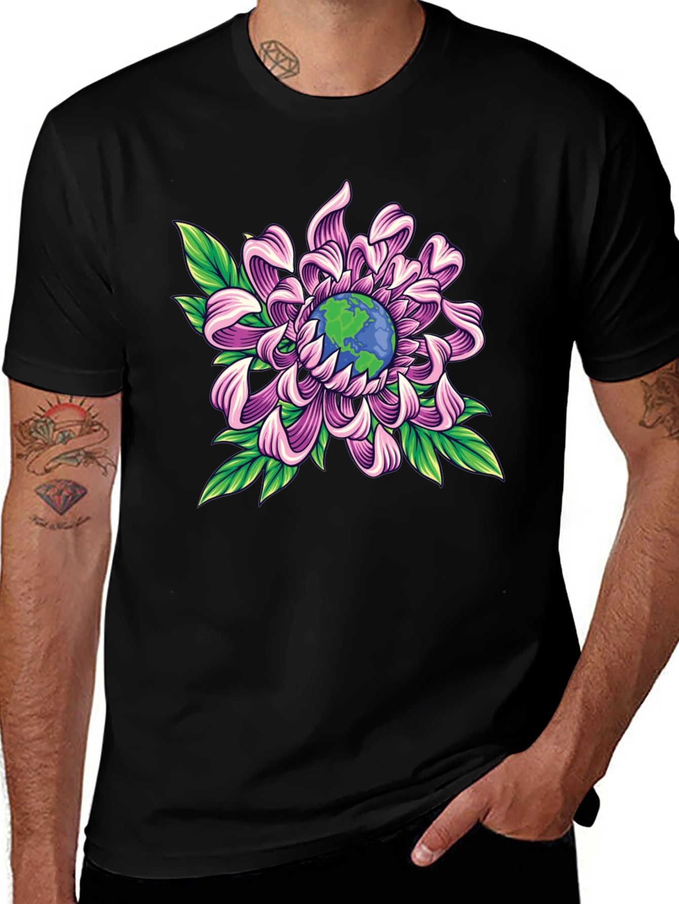 Earth Flower Graphic Tee - Save the Planet Style