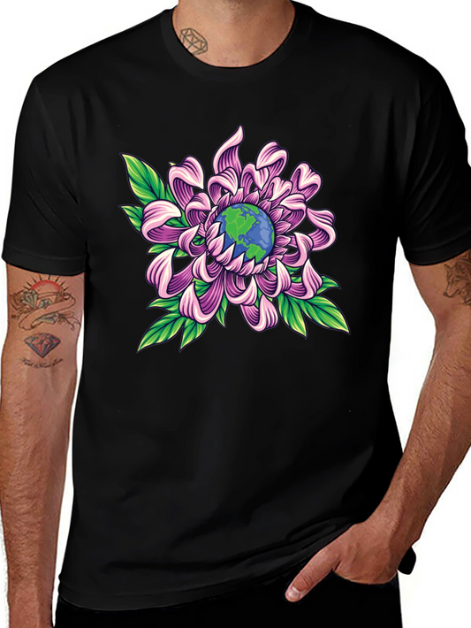 Earth Flower Graphic Tee - Save the Planet Style