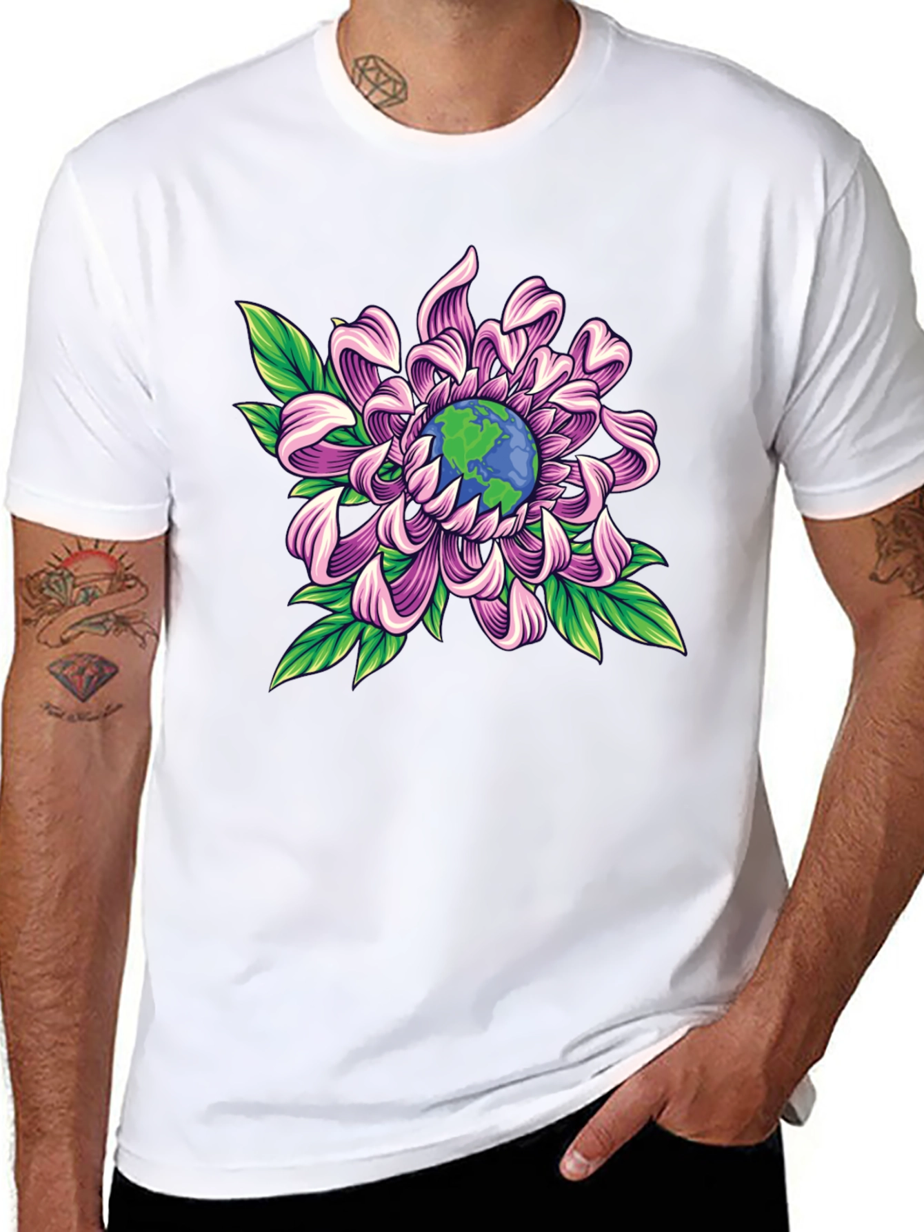 Earth Flower Graphic Tee - Save the Planet Style