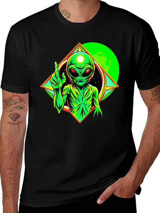 Cosmic Alien Graphic Tee - Black