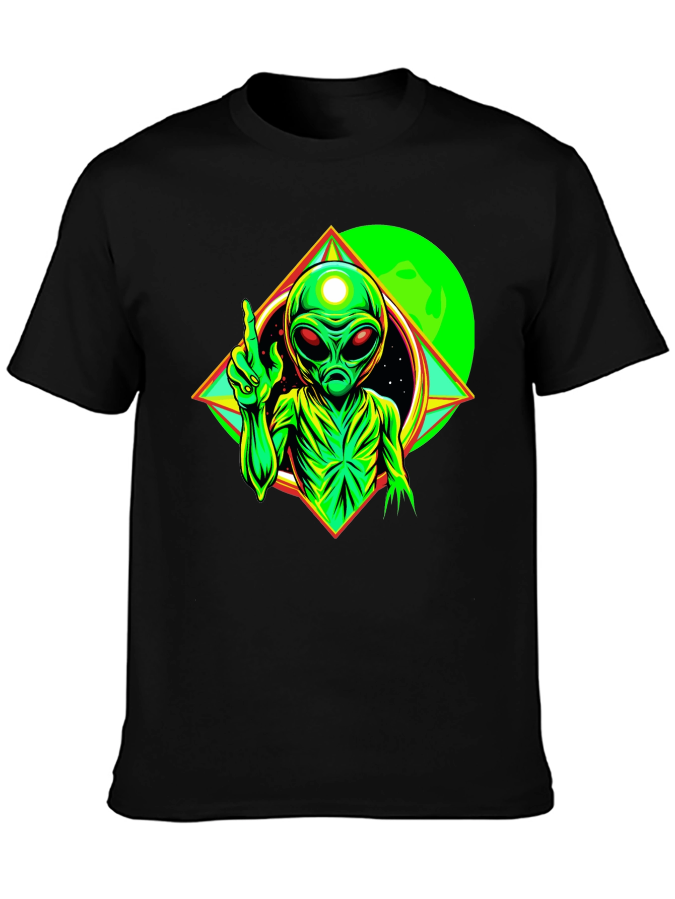 Cosmic Alien Graphic Tee - Black